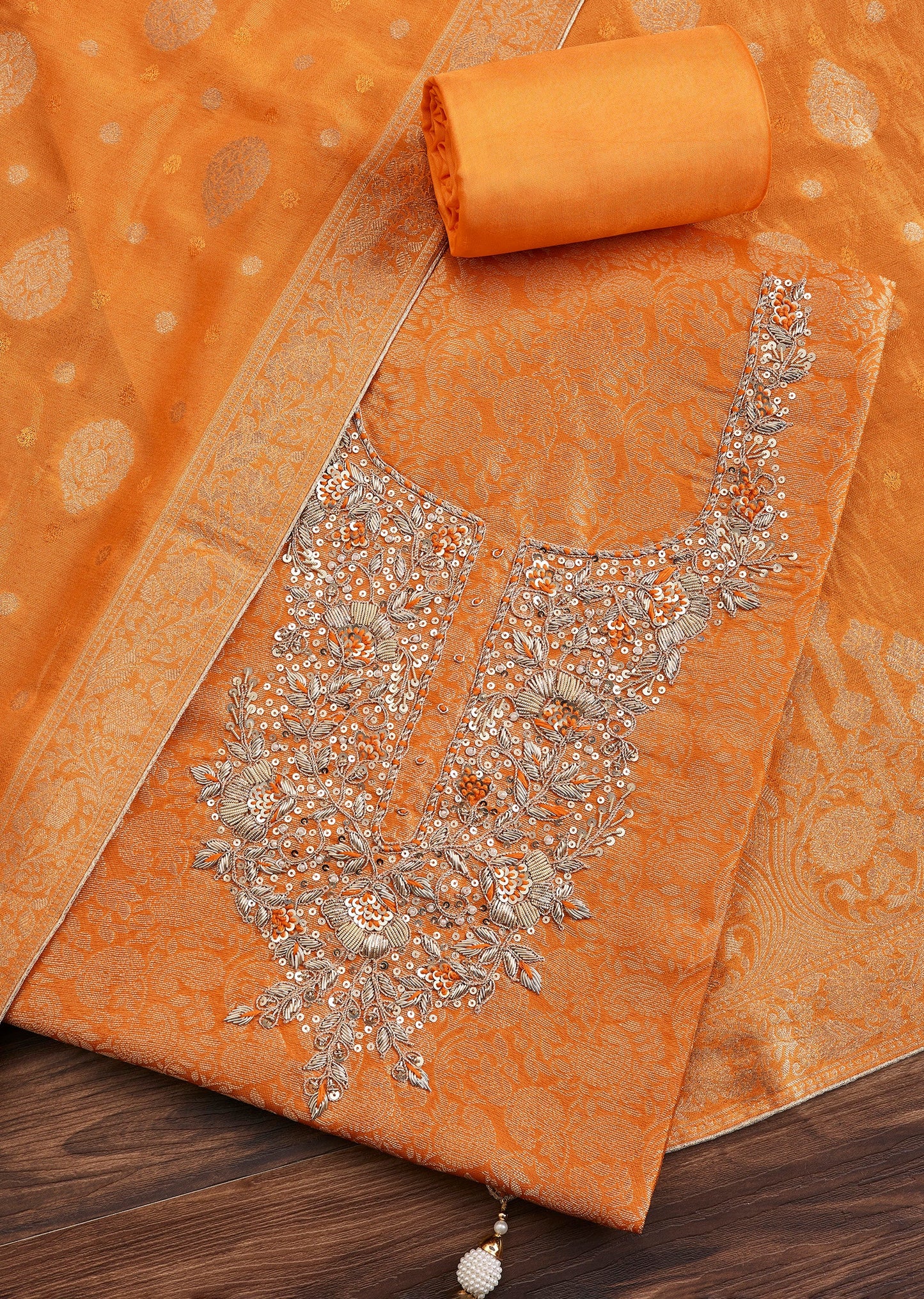 Rich Rust Orange Jacquard Suit