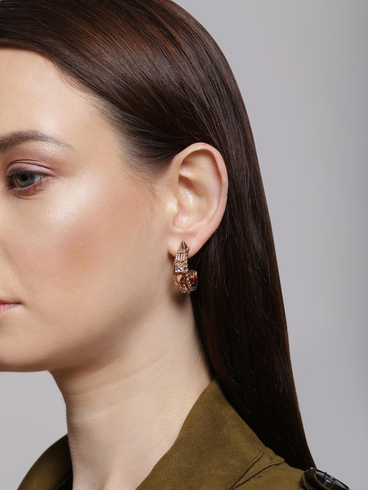 Orion Rose Gold Crescent Hoop Earrings