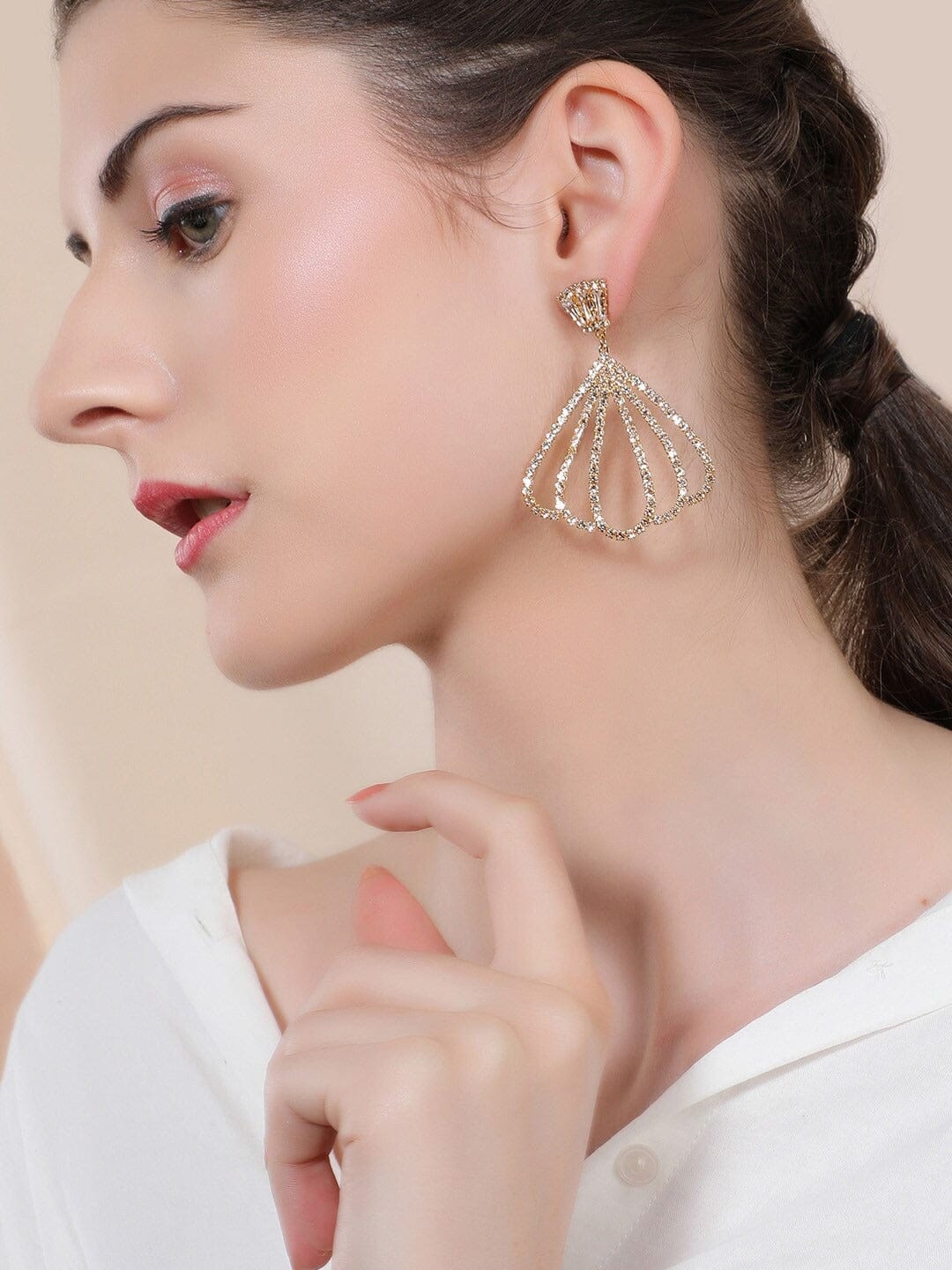 Shell Motif Gold Drop Earrings