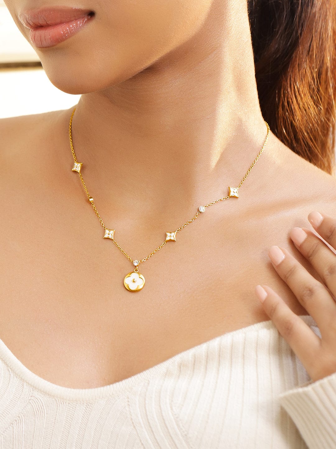 Gold Toned Floral Pendant
