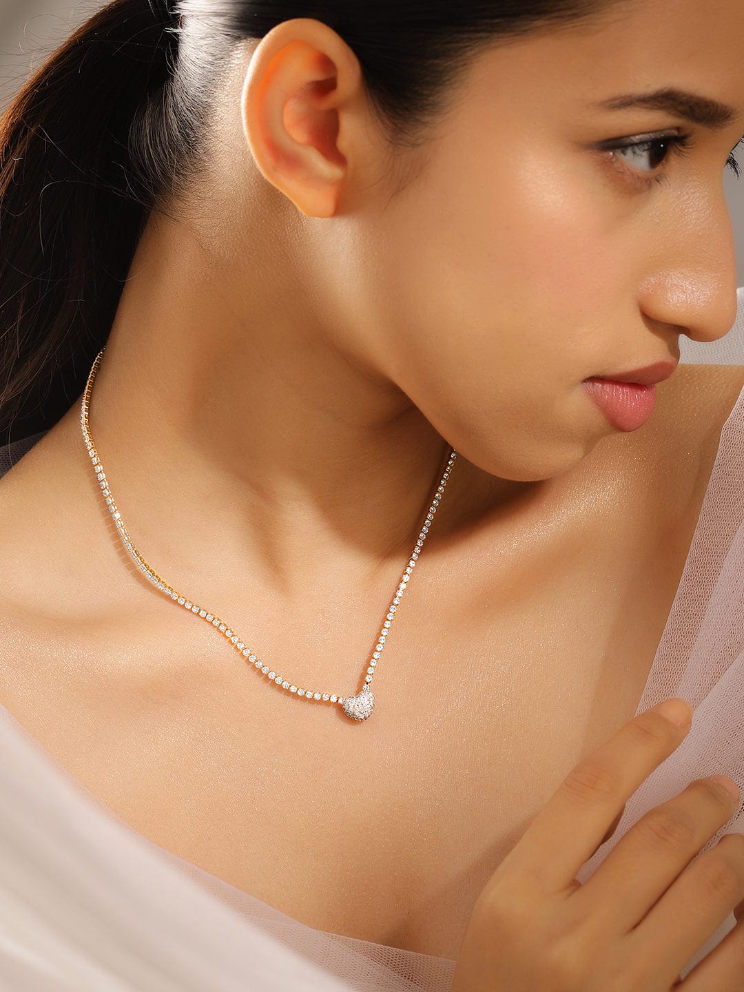 Lustrous American Diamond Zirconia Pendant Necklace
