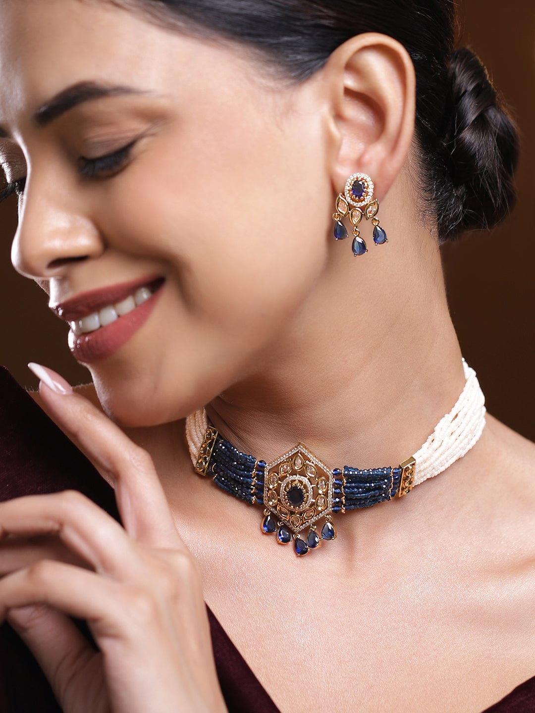 Blue Hues in Kundan Choker Set