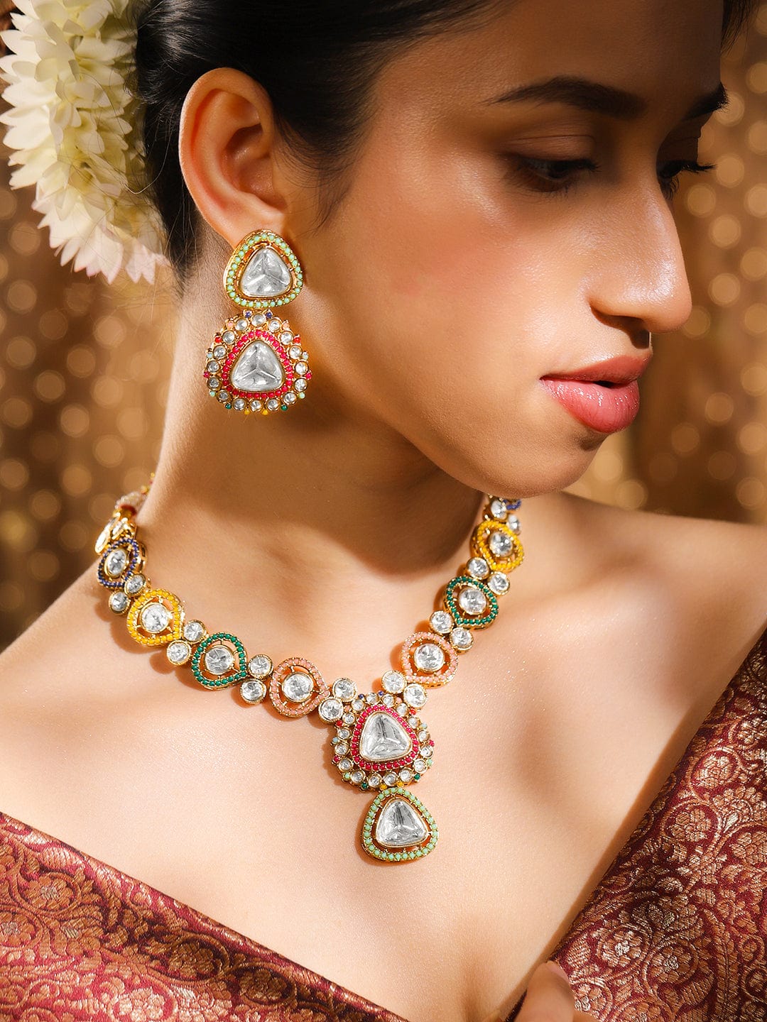 Whispers of Colours Kundan Necklace Set