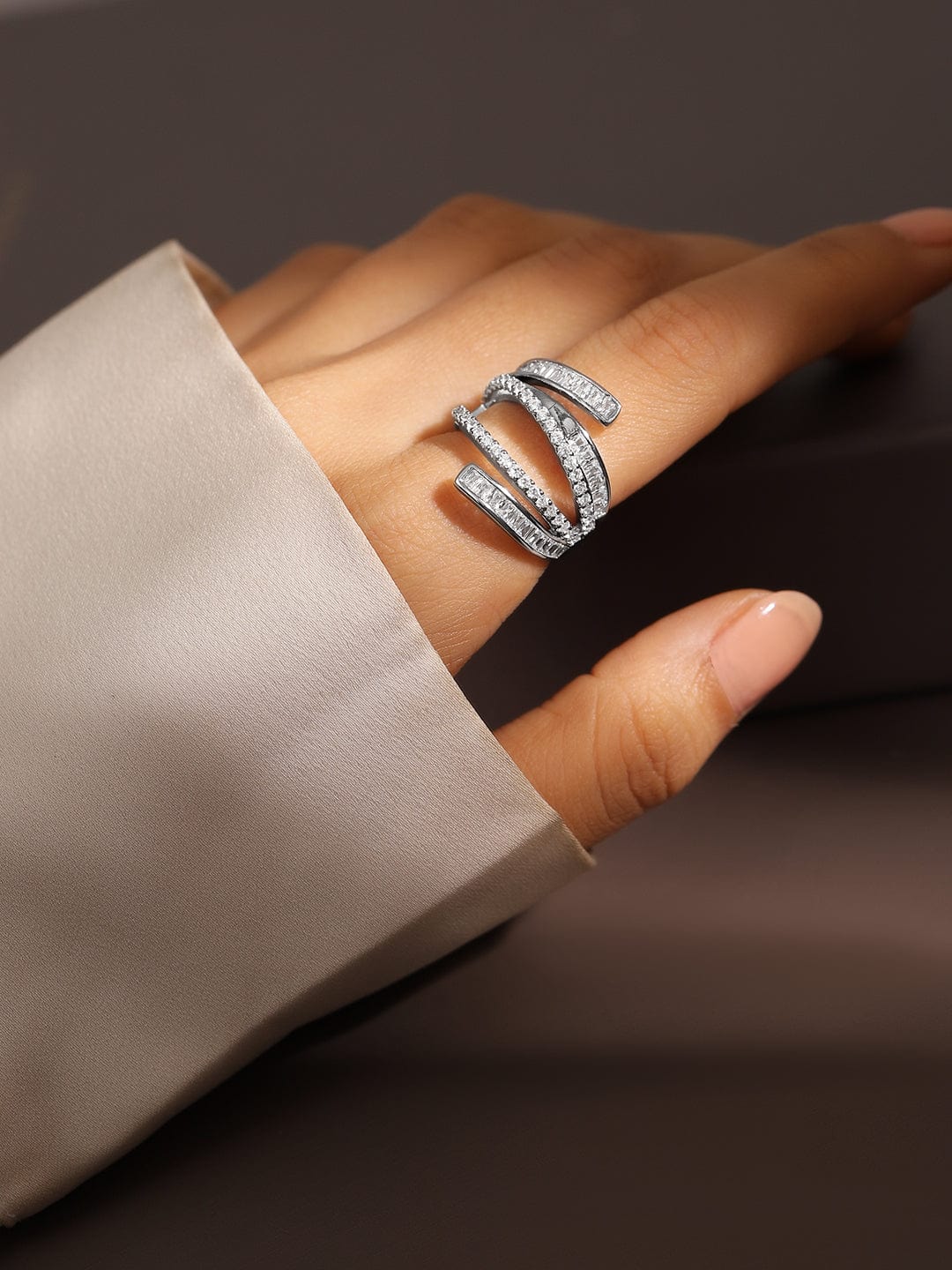 Multi-Layered American Diamond Zirconia Ring