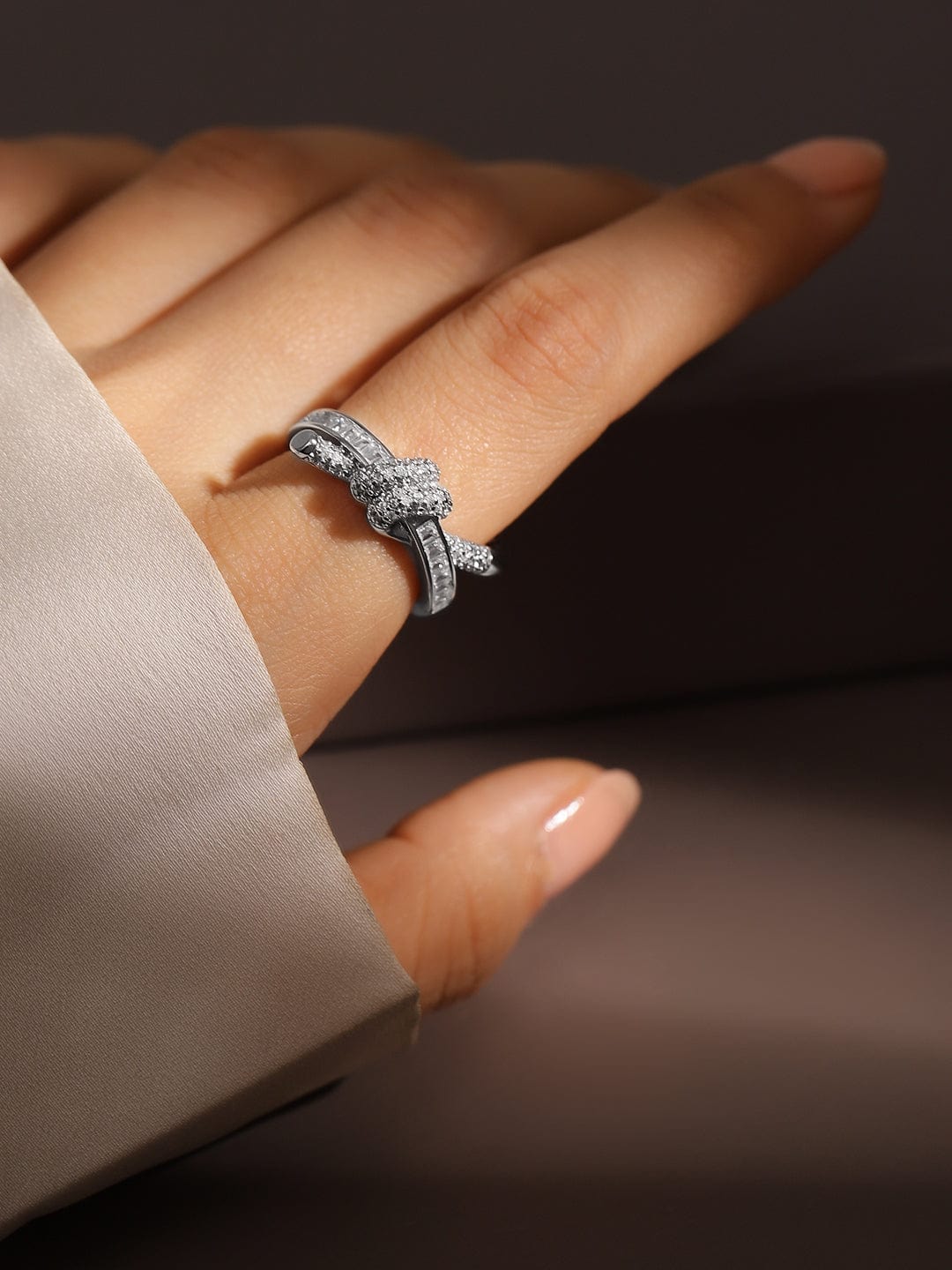 American Diamond Zirconia Sleek Knot Ring