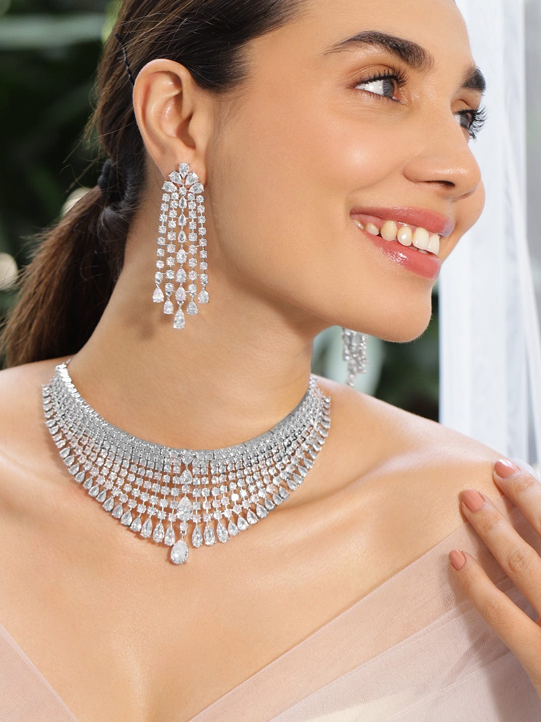 Accented American Diamond Zirconia Necklace Set