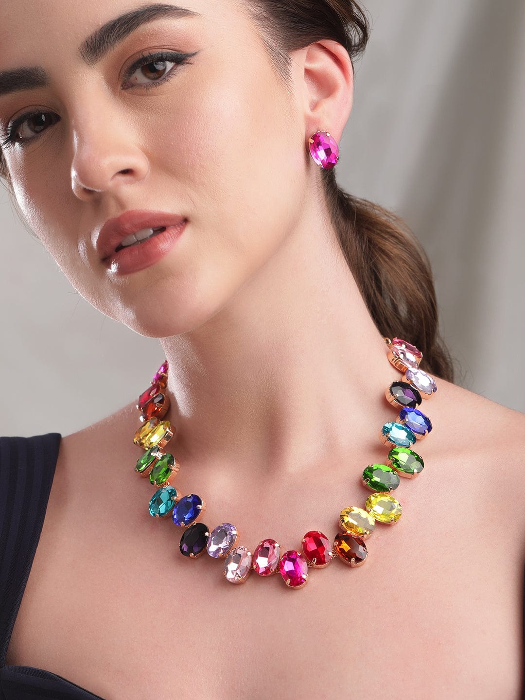 Multi Colored Crystal Necklace Set