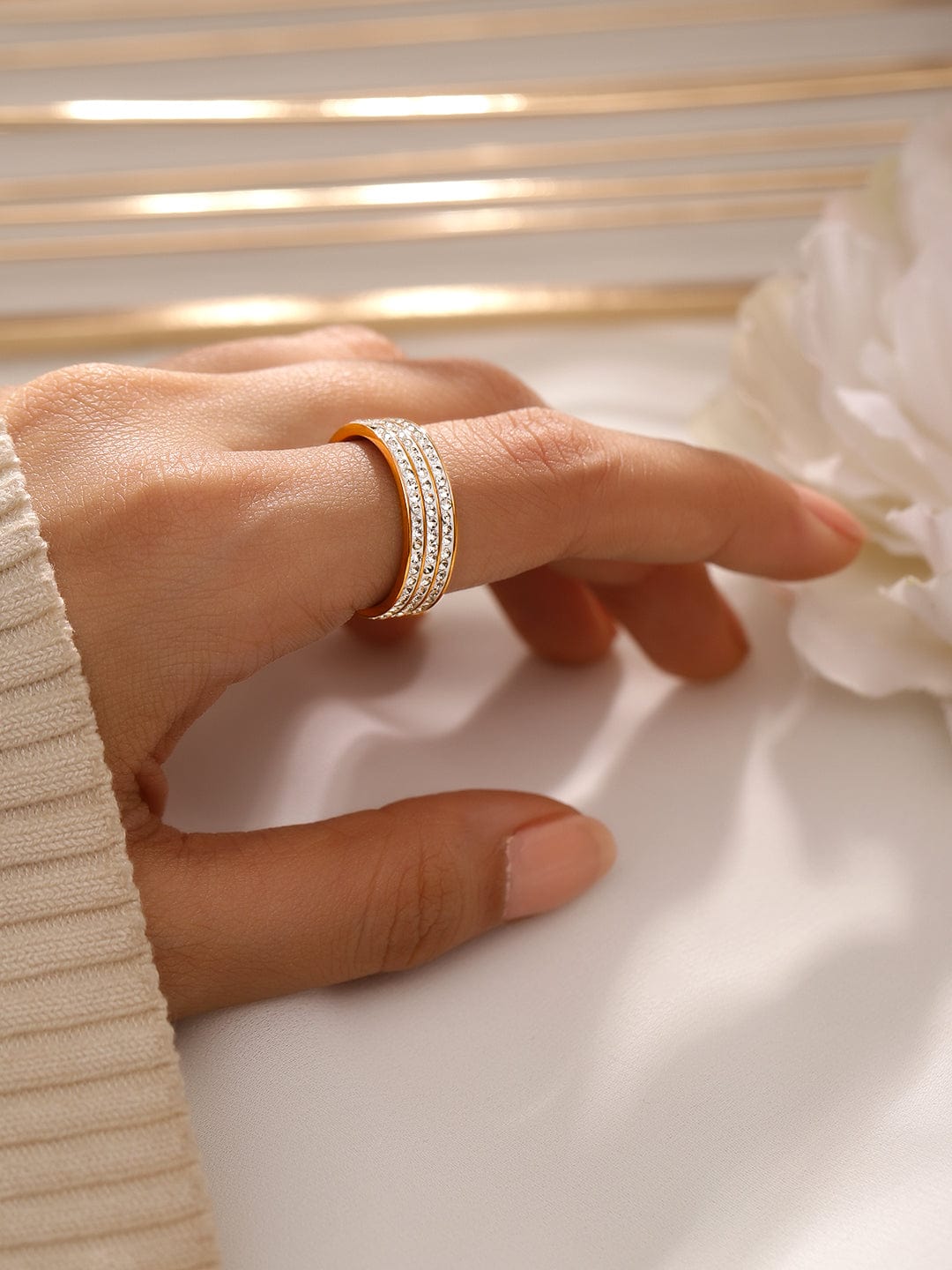 Three Layer Gold Plated Eternity Band