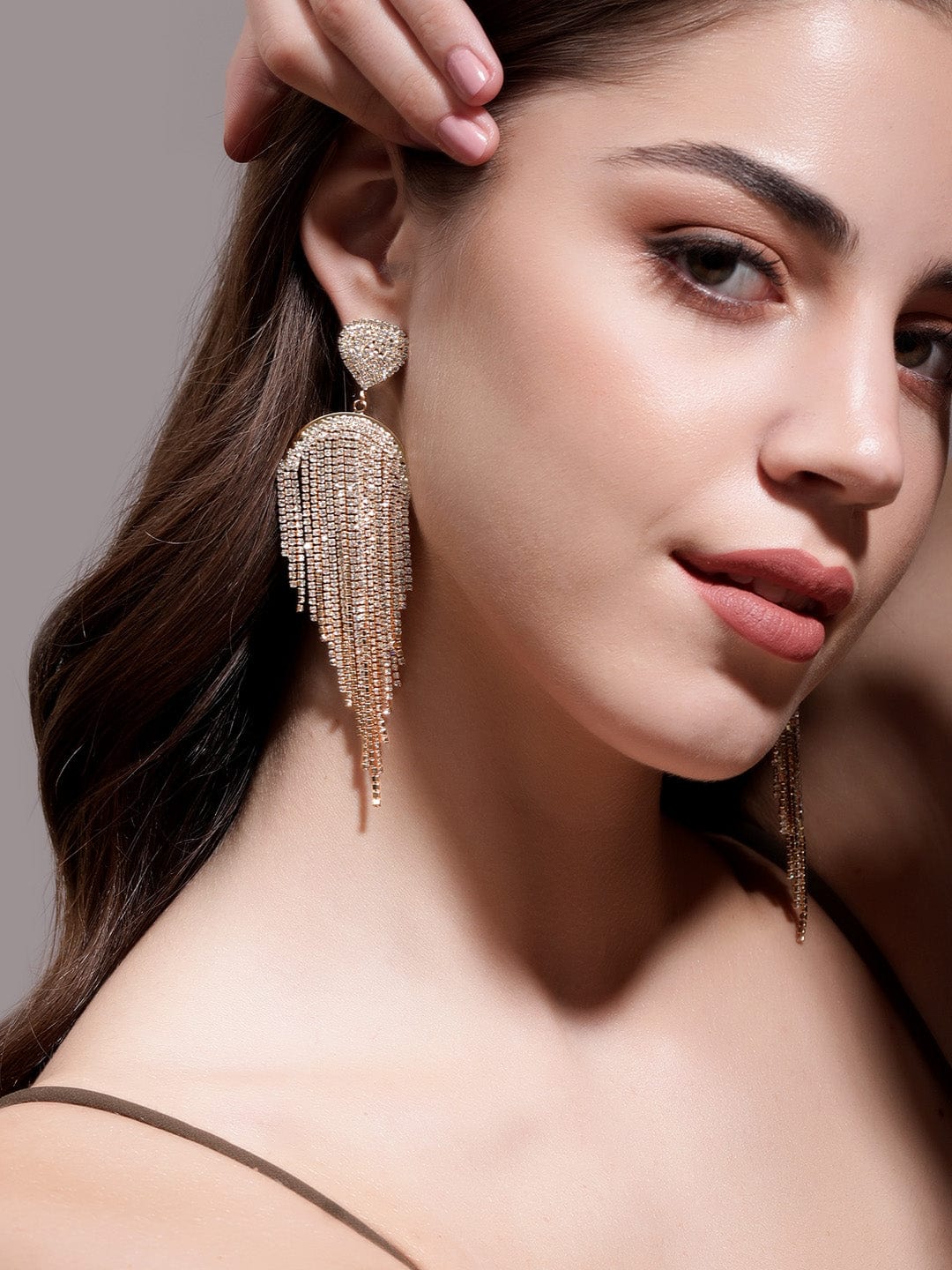 Statement Tassel American Diamond Zirconia Earrings
