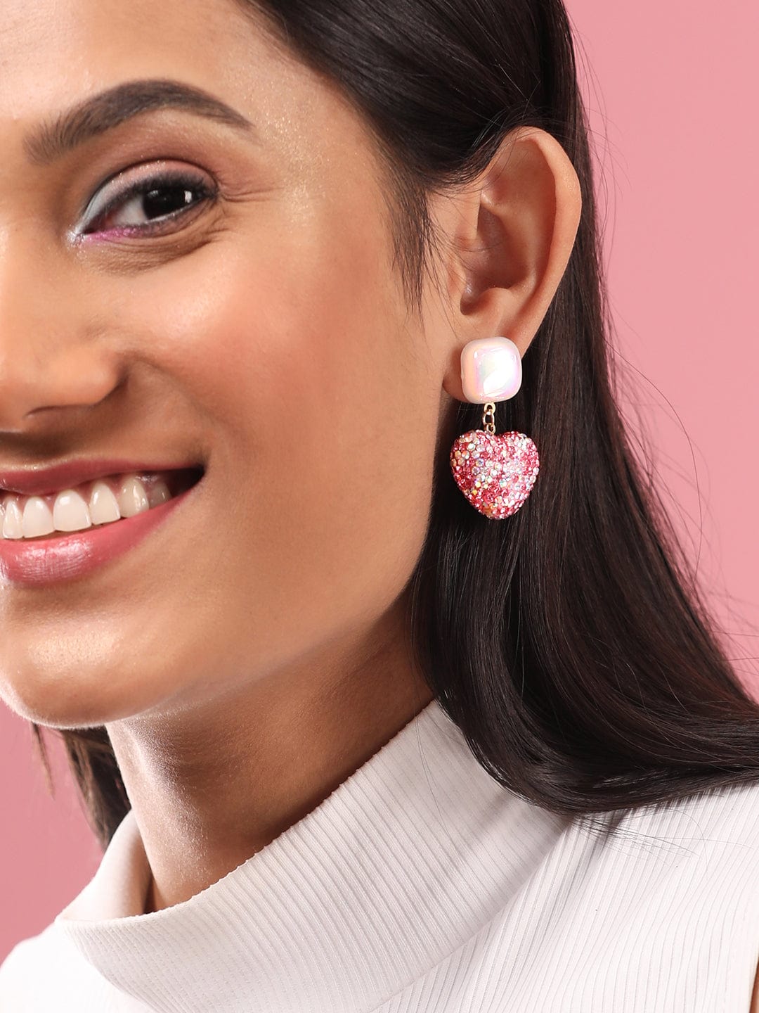 Ruby Kiss Heart Drop Earrings