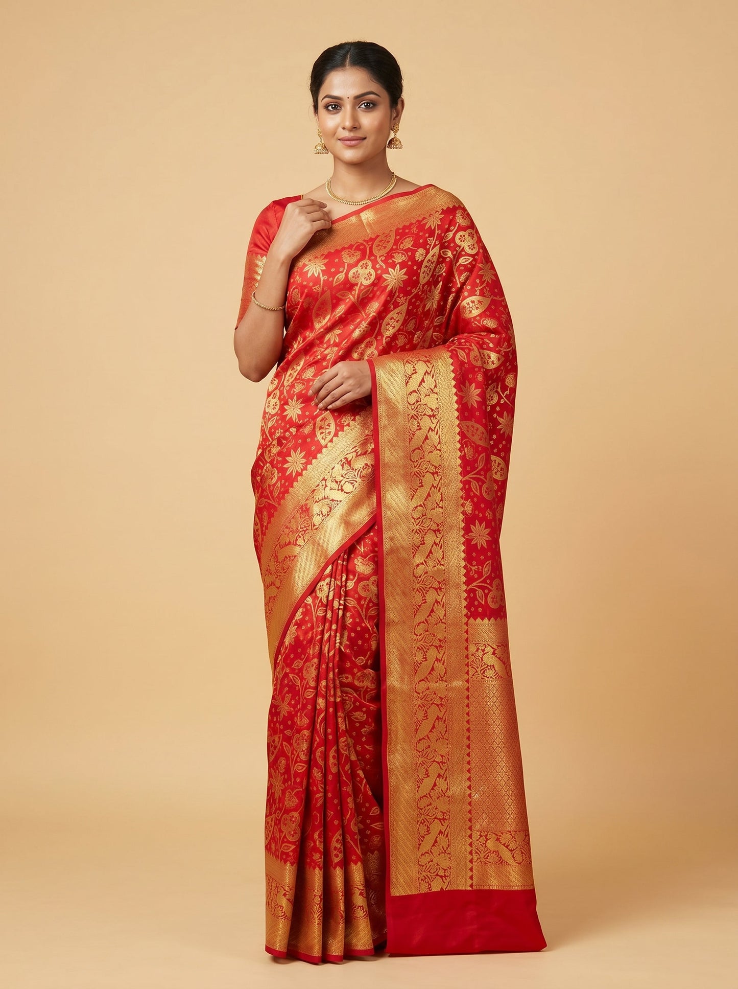 Ruby Red Spark Handloom Saree