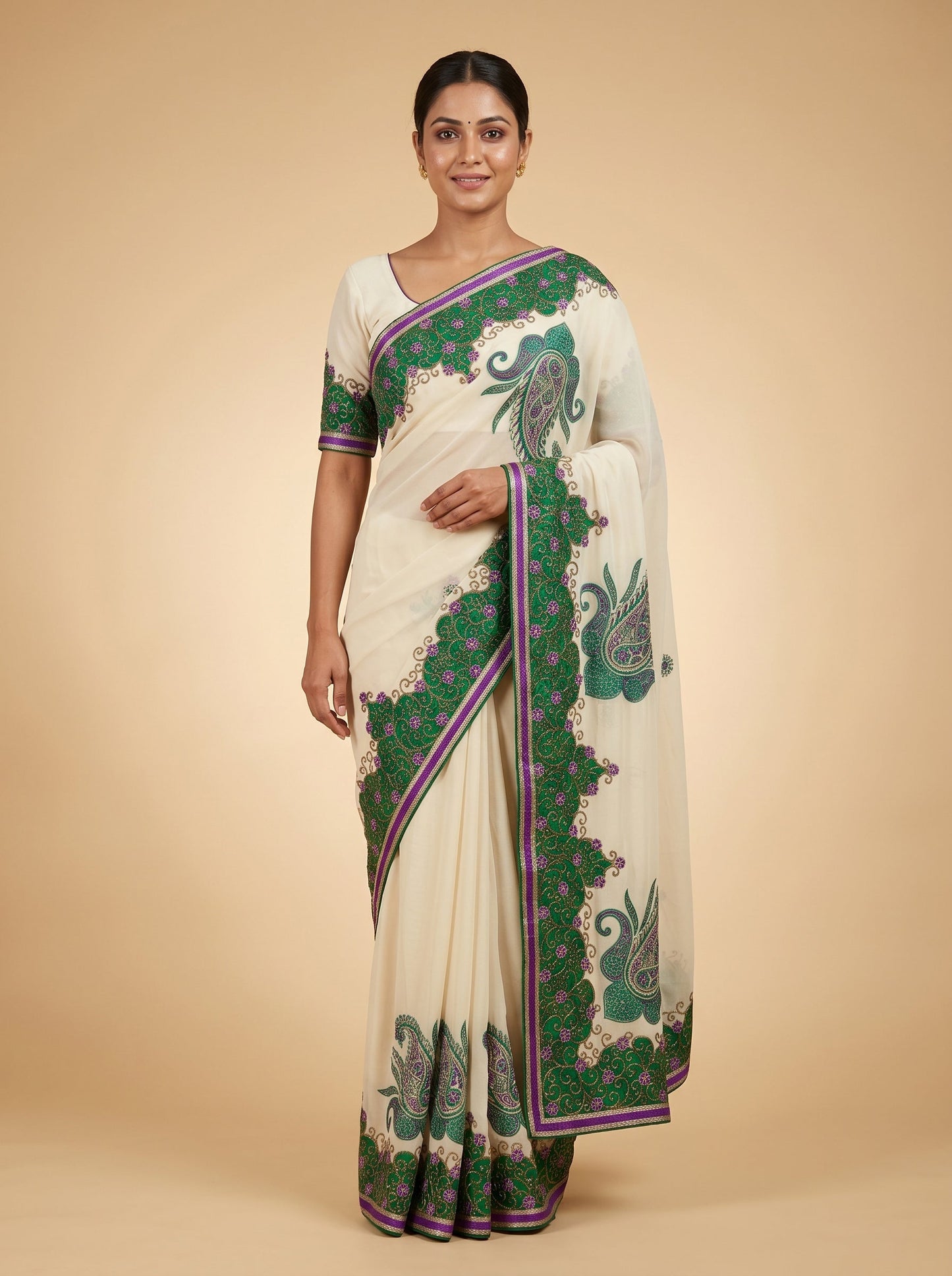 Sage Embroidered Saree