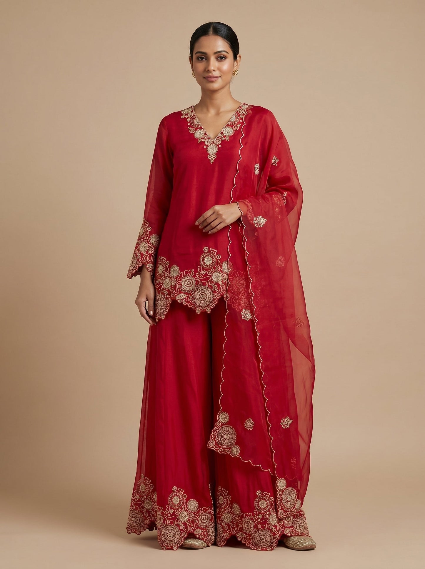 Scarlet Red Palazzo Set
