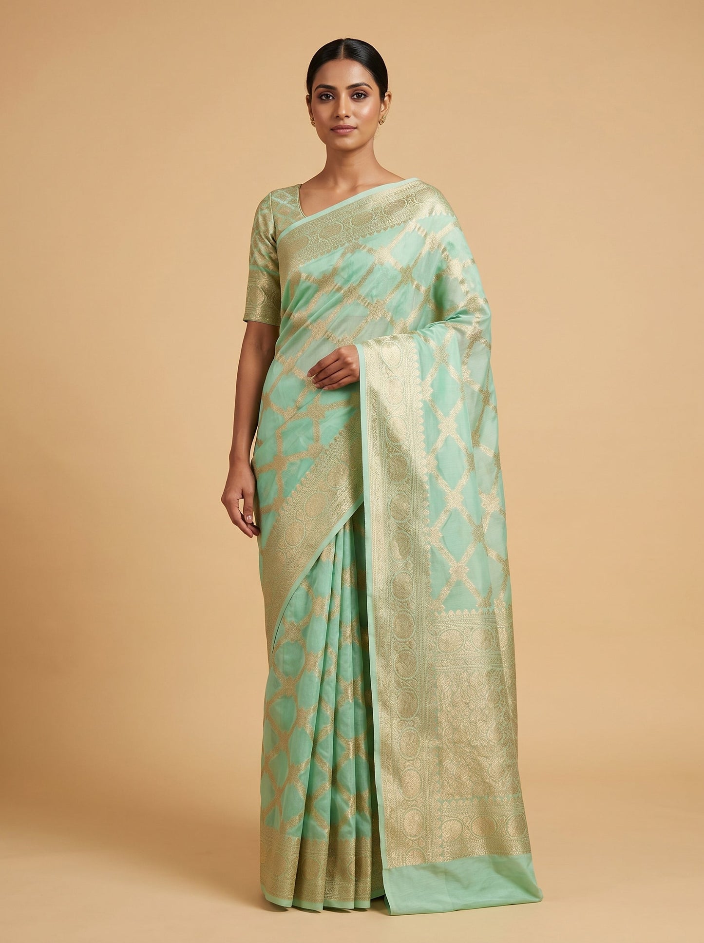 Sea Green Mint Tide Handloom Saree