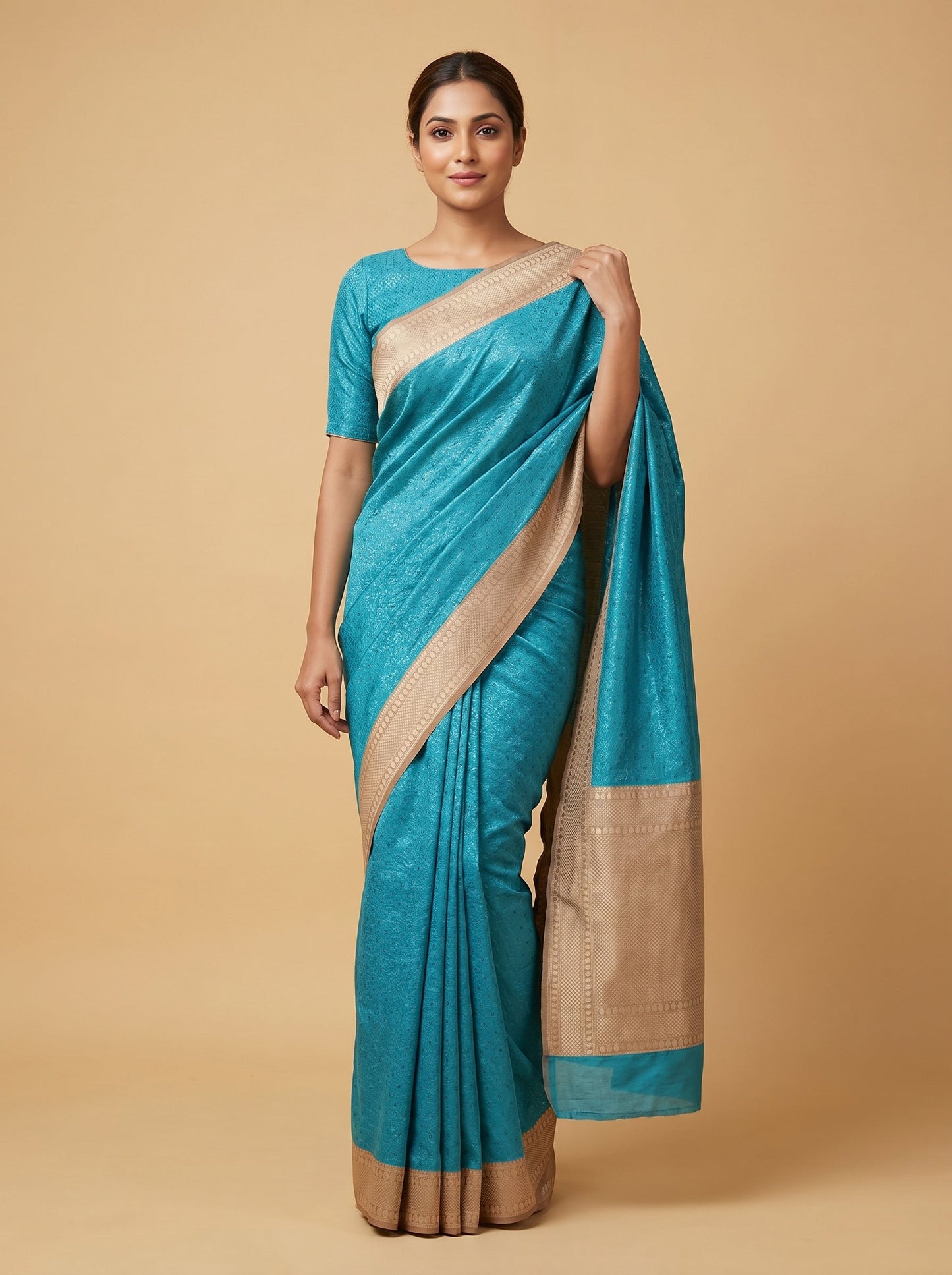 Sea green handloom saree with classic border