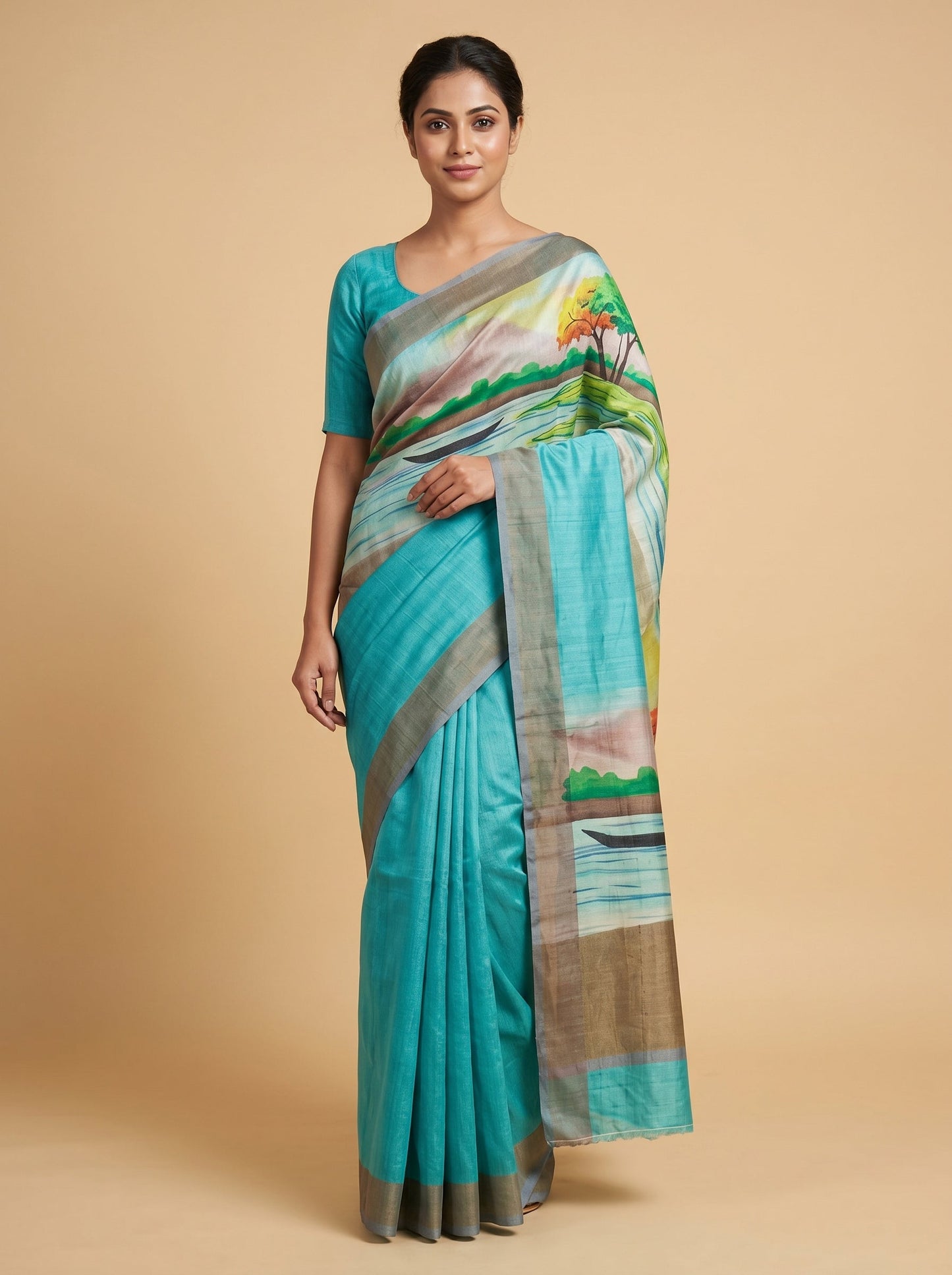 Sea Peach Dual Tone Handloom Saree