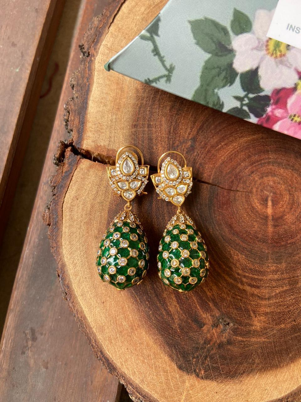 Shambhavi Indian Polki Droplet Earrings