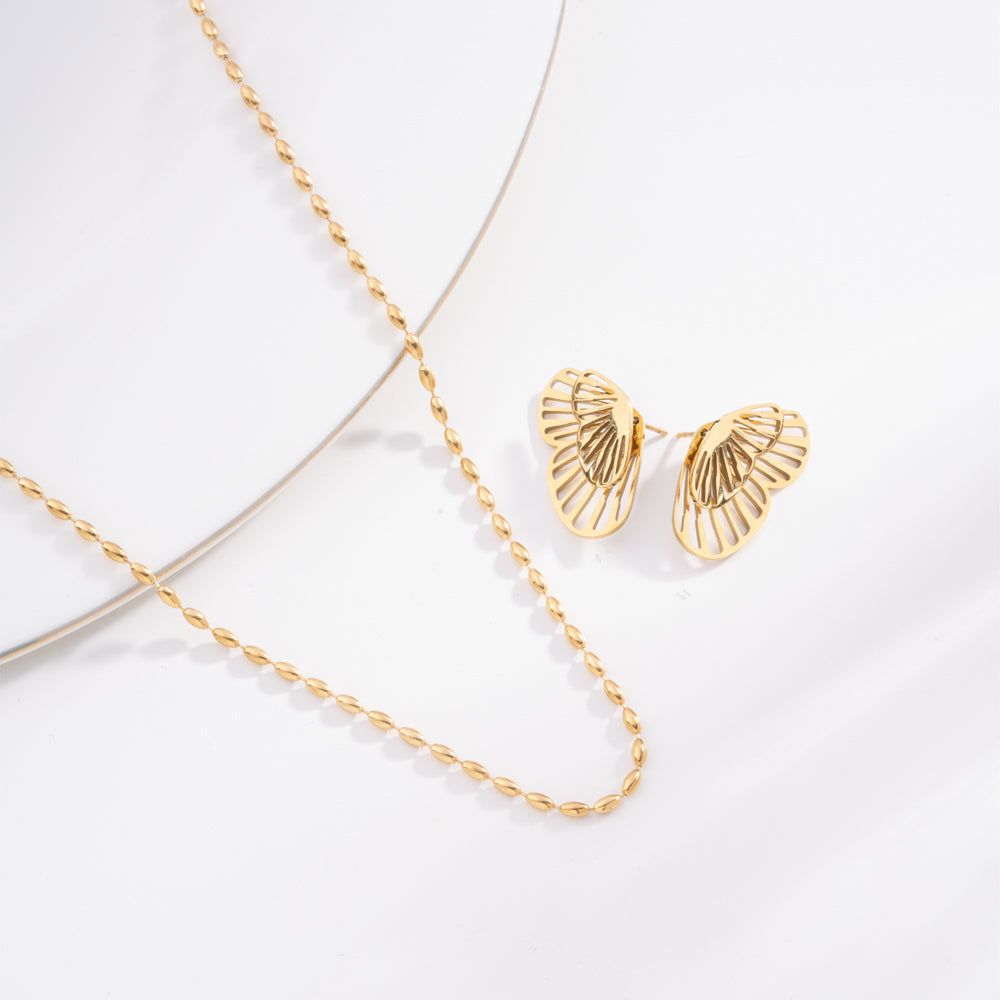 Golden Butterfly Bead Jewellery Set