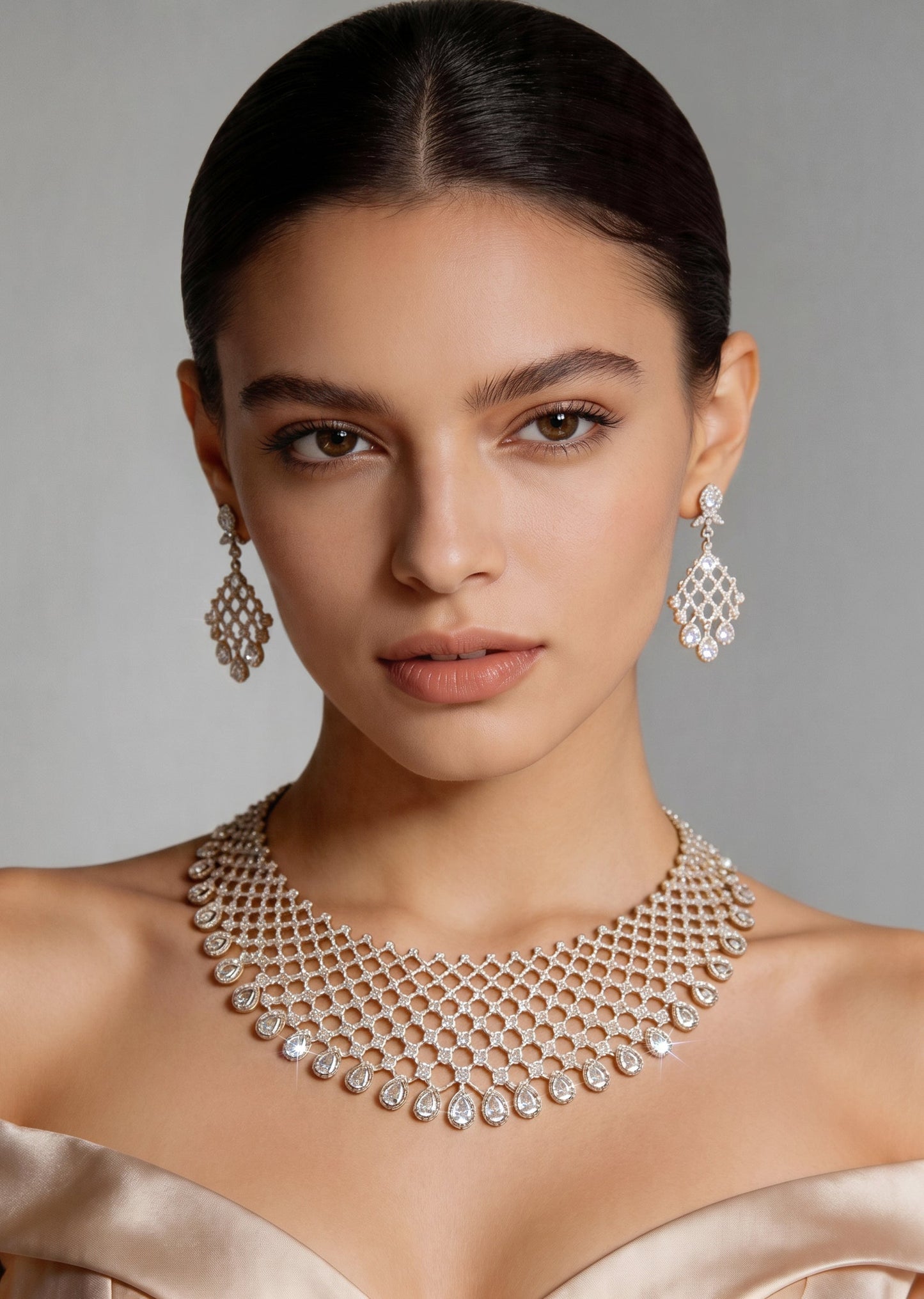 Silver Zirconia Necklace Set