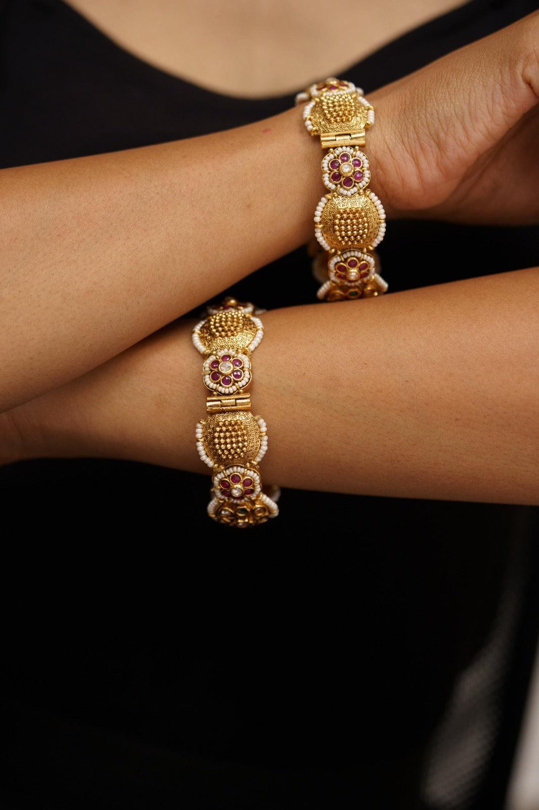 Sirisha Openable Gold Kada | Sone Pe Suhaga Collection