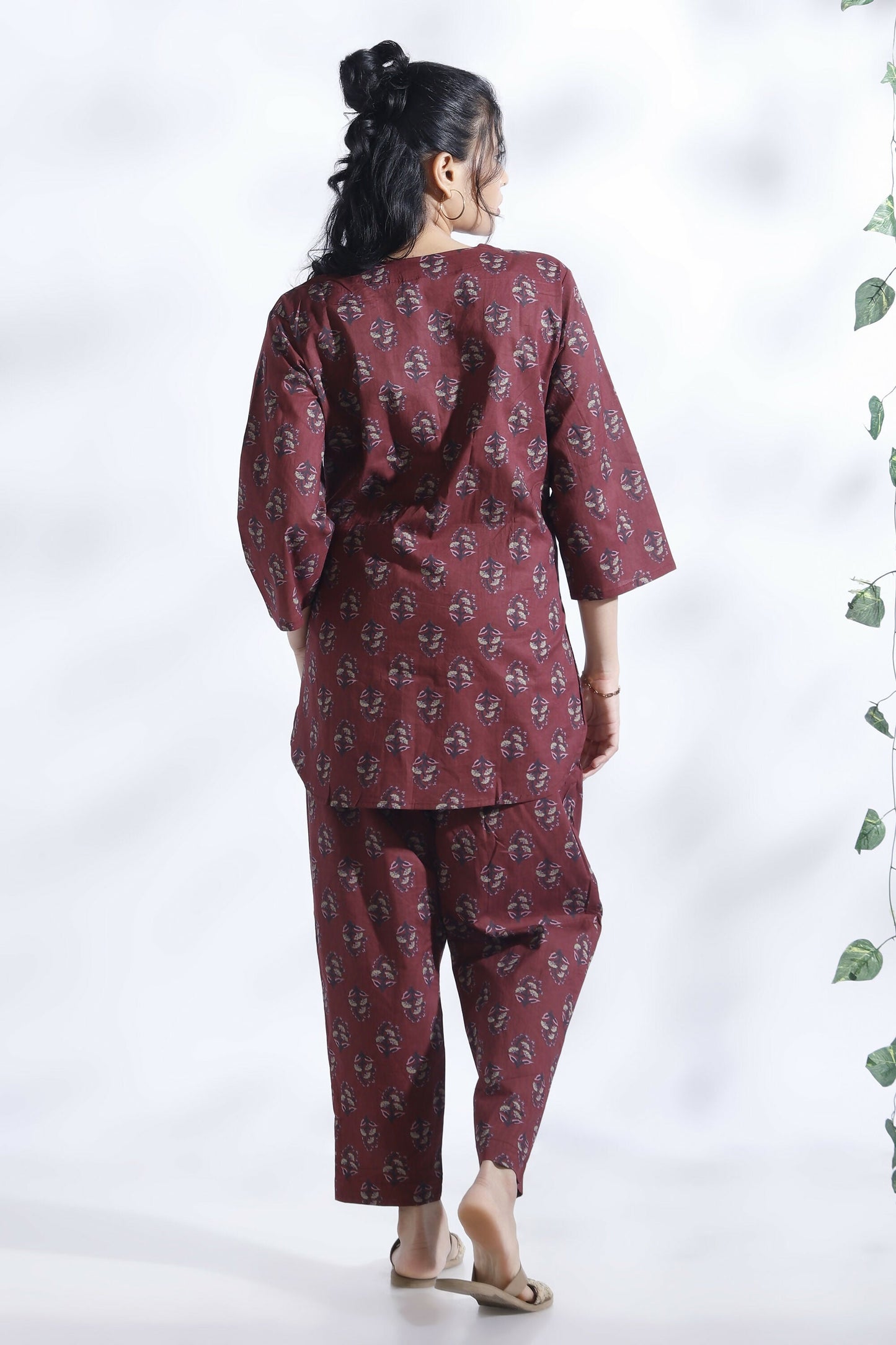 Breathables Butta Print Cotton Co-Ord Set Wine
