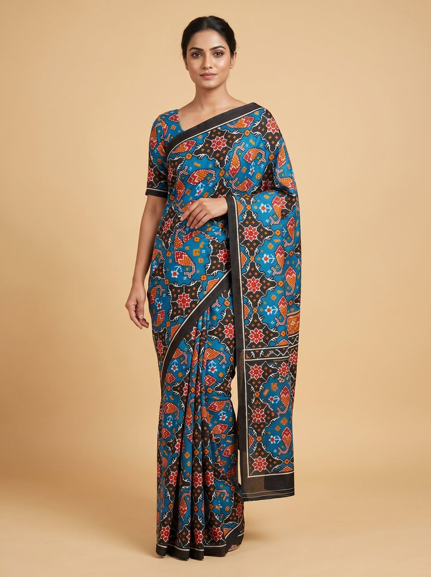 Sky Blue Airy Fold Handloom Saree