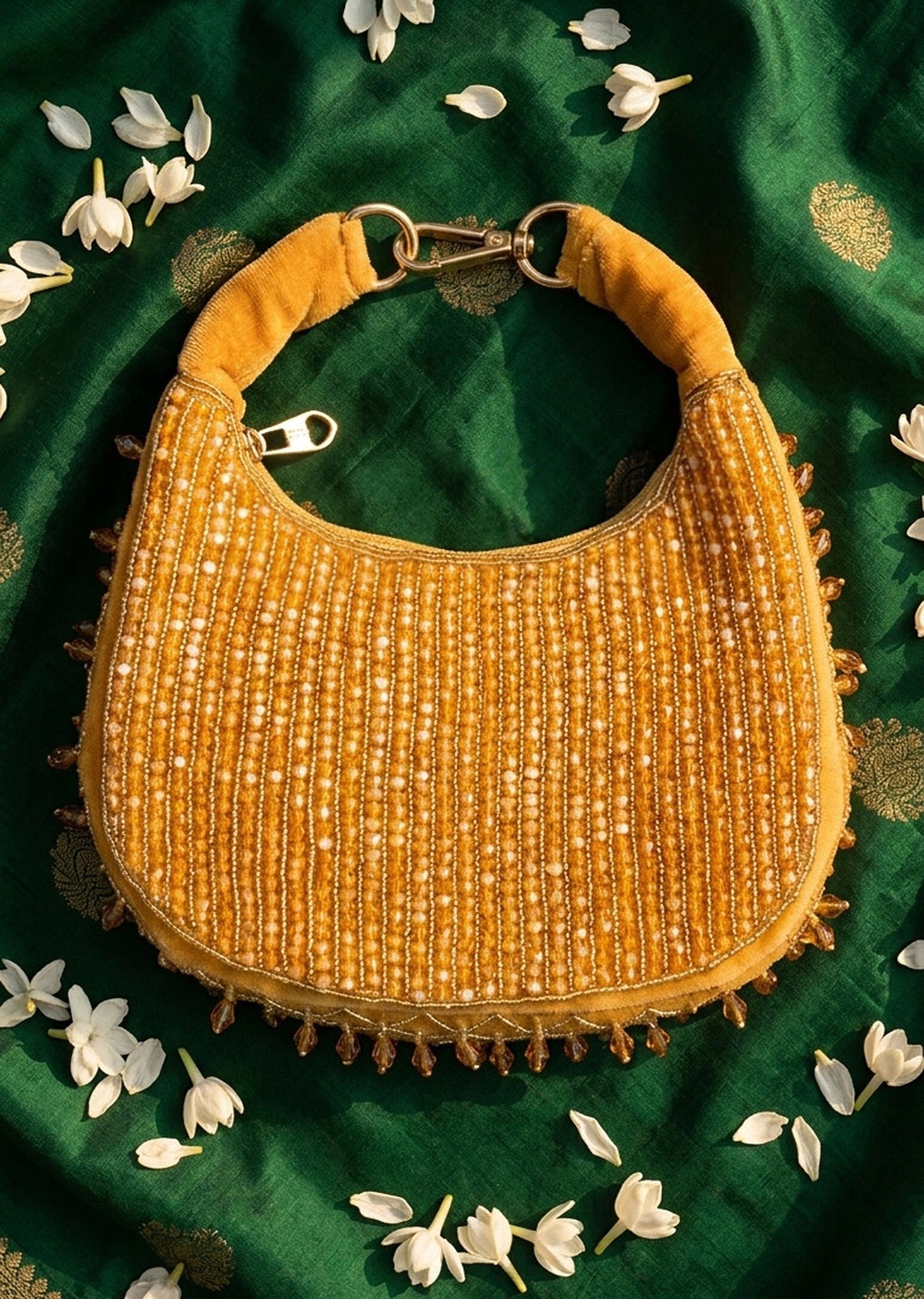 Statement Gold Beaded Clutch