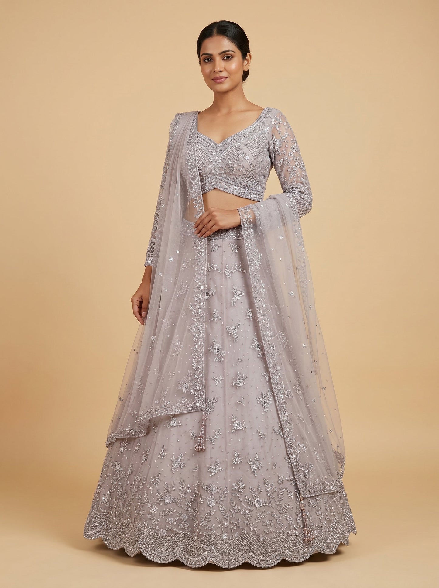 Steel Grey Glow Lehenga