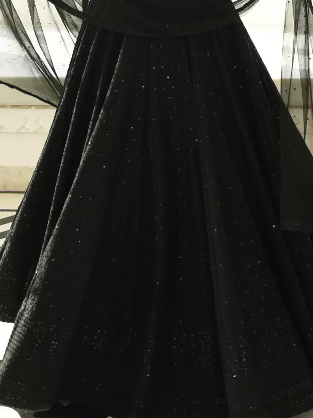 Tulsi Art Sweet Black Sequins Georgette Reception Wear Lehenga Choli