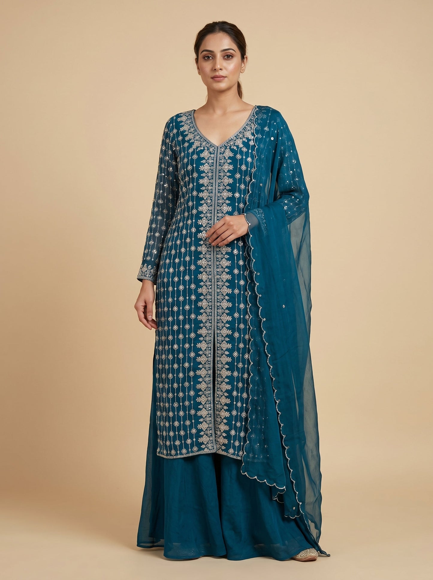Teal Wave Palazzo Set