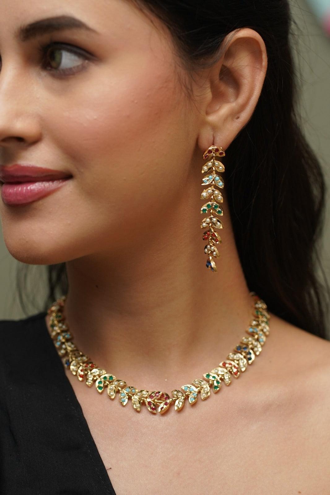 Tehnaaz Jadaau Navratna Necklace / Choker Set
