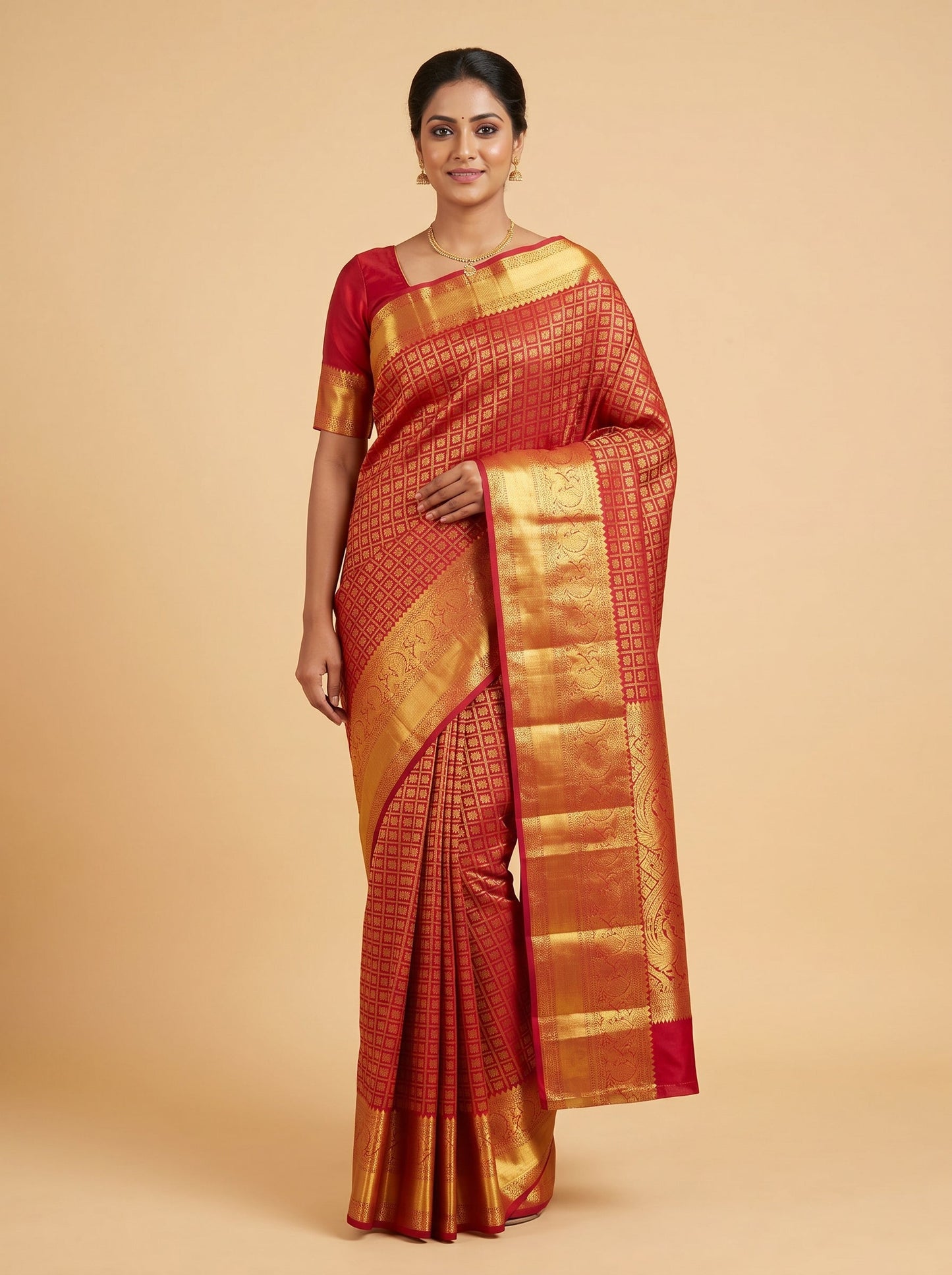 Temple Radiance Maroon Handloom Saree