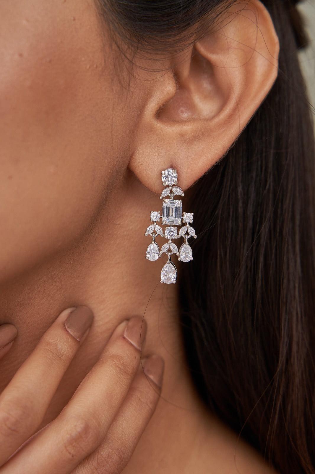 Tia Mid Sized Diamond Dangler Earrings