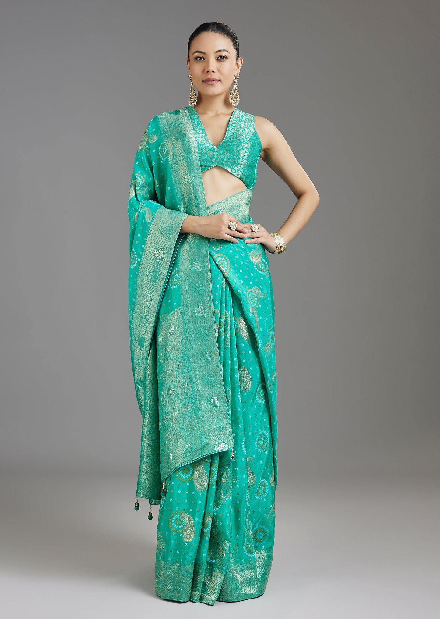 Turquoise Blue Dola Silk Saree