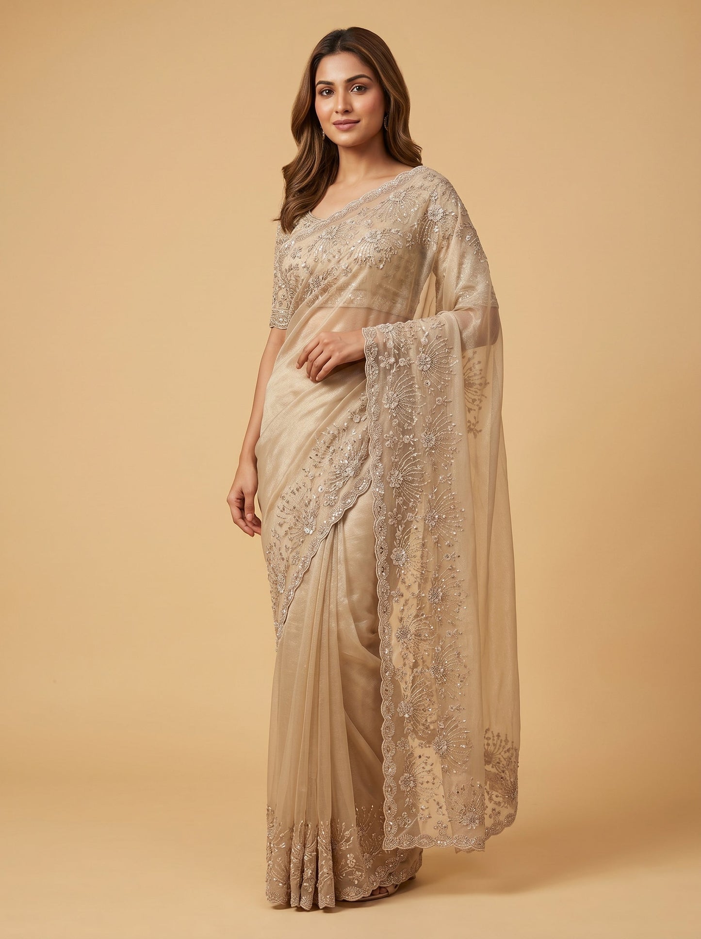 Tussar Raw Texture Embroidered Saree
