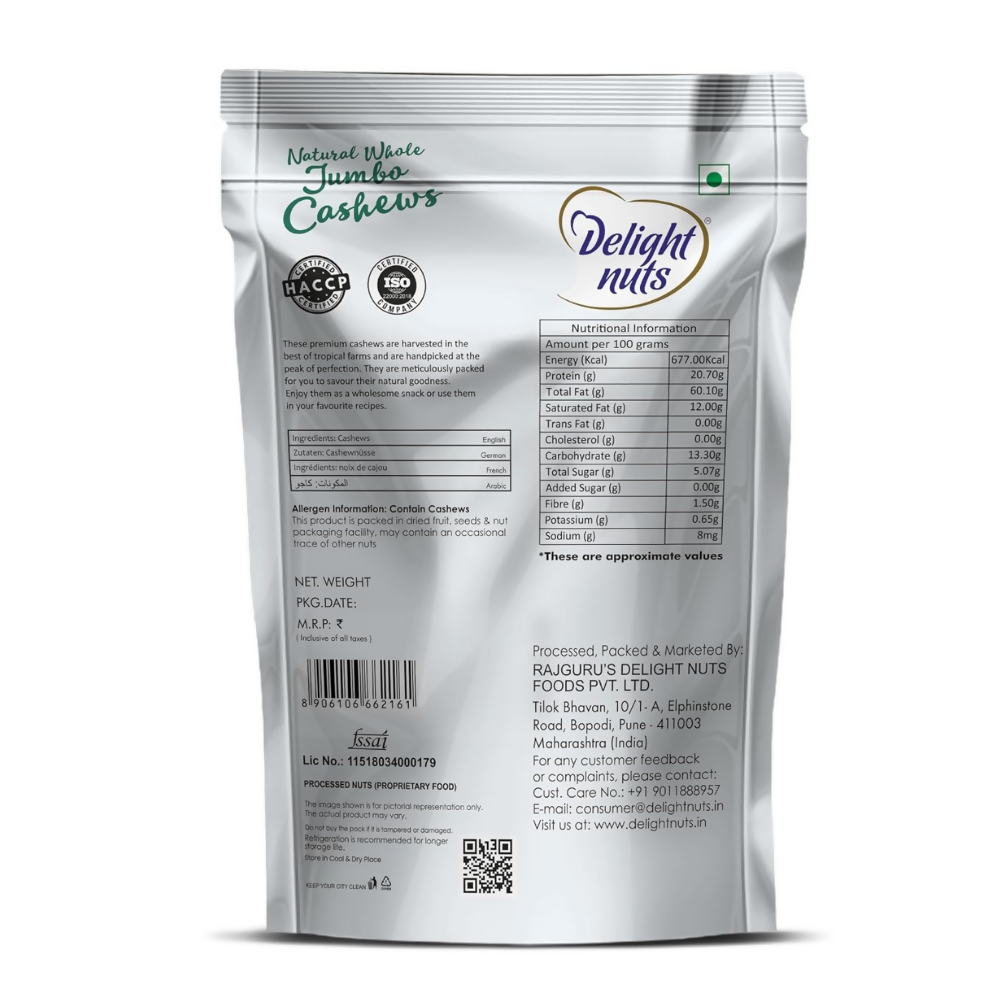 Delight nuts Jumbo Natural Whole Cashews
