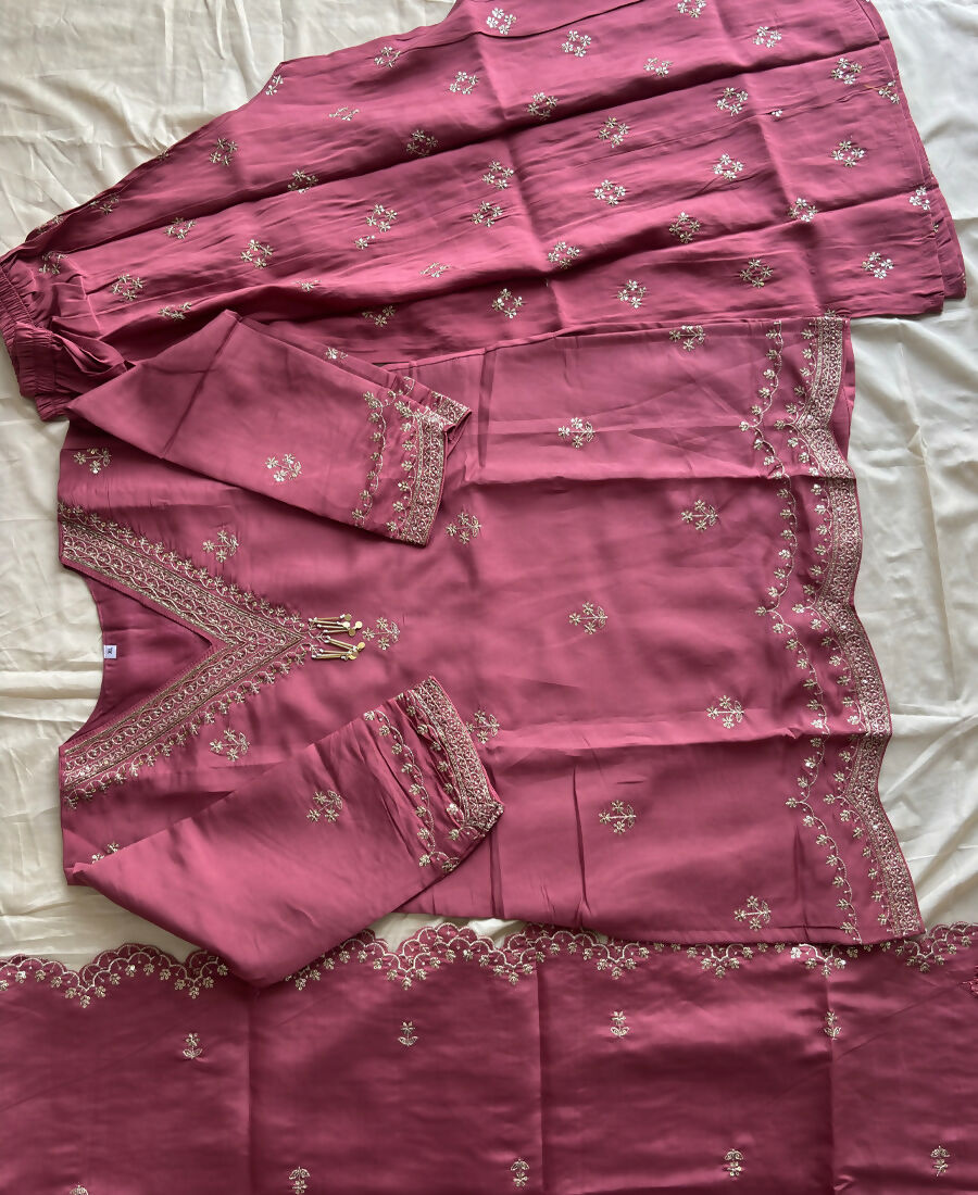 KC Roman Silk Palazzo Suit For Women Wedding Wear Pink
