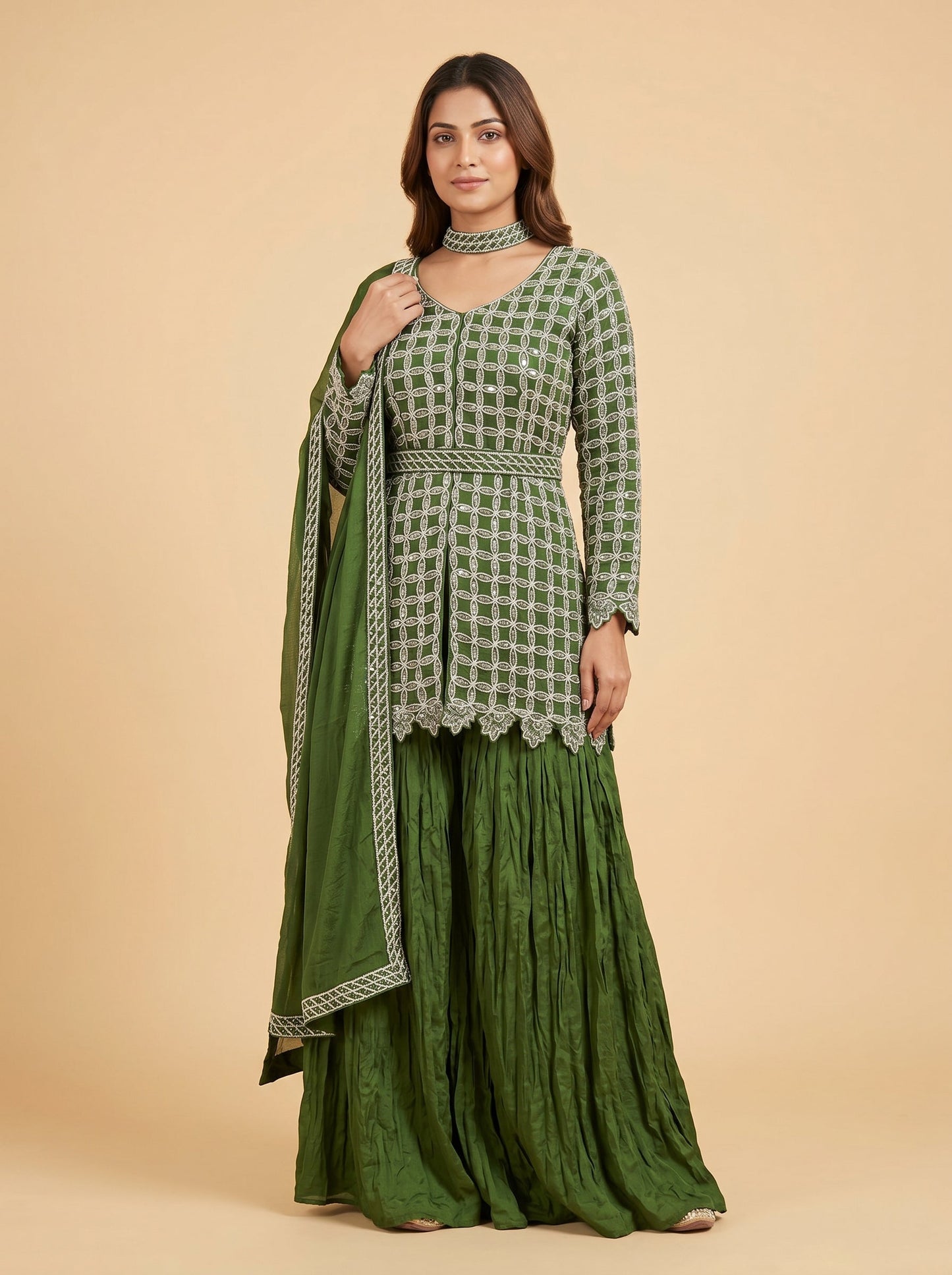 Verdant Moss Green Palazzo Set