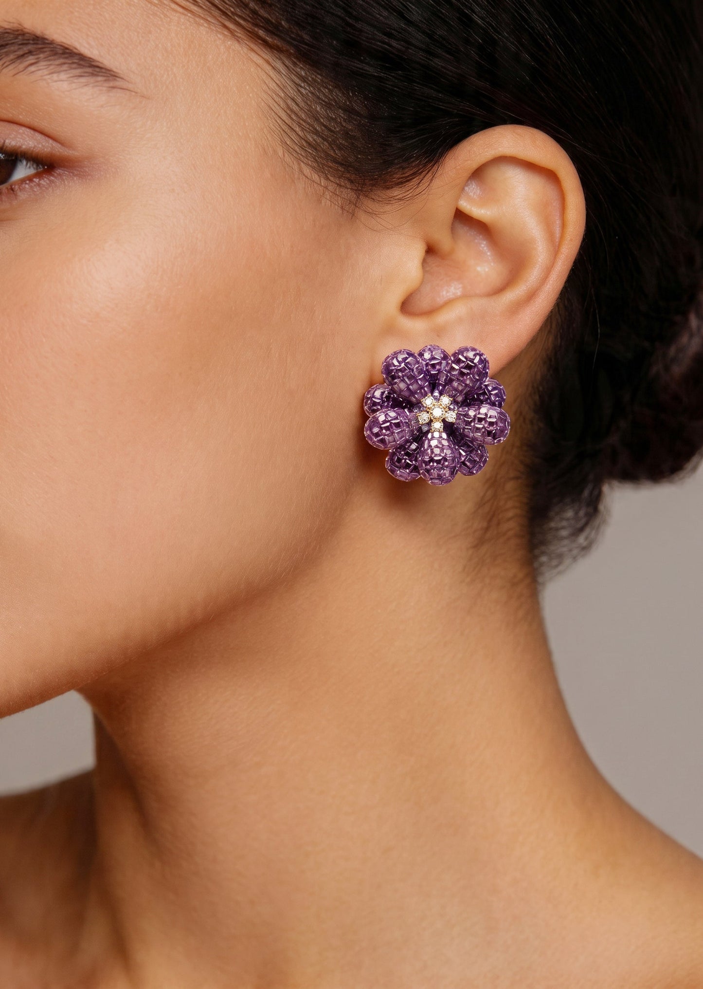 Violet Floral Statement Earrings
