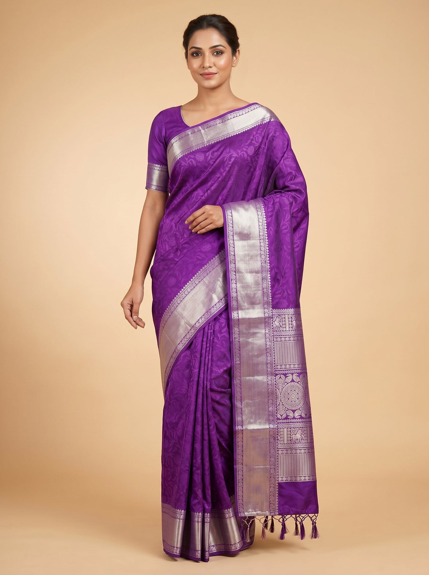 Violet Handloom Saree