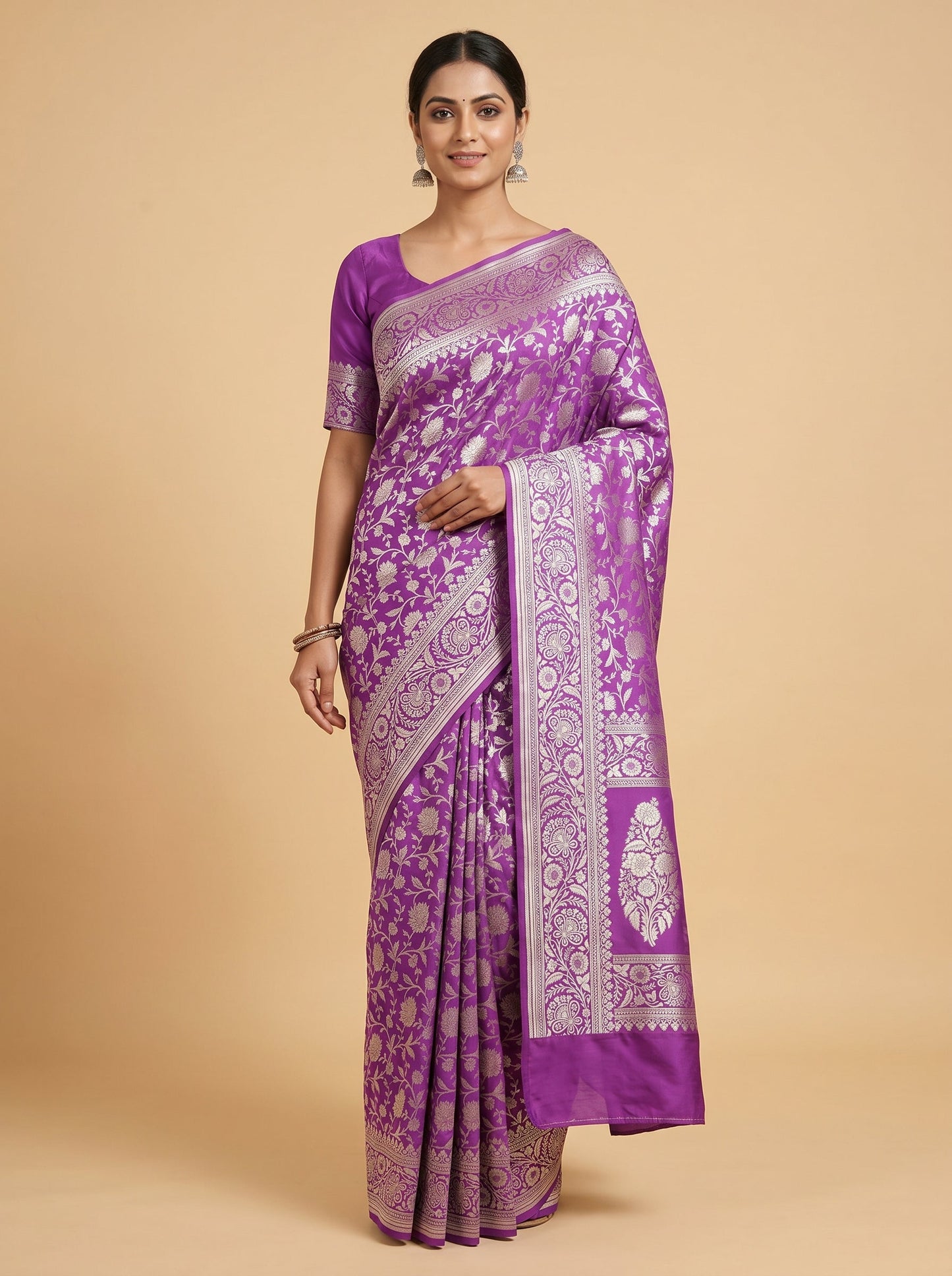 Violet Ornate Charm Handloom Saree