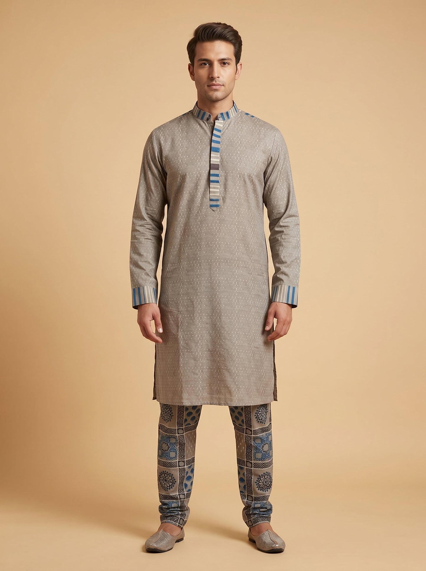 Warm Grey Straight Kurta Set