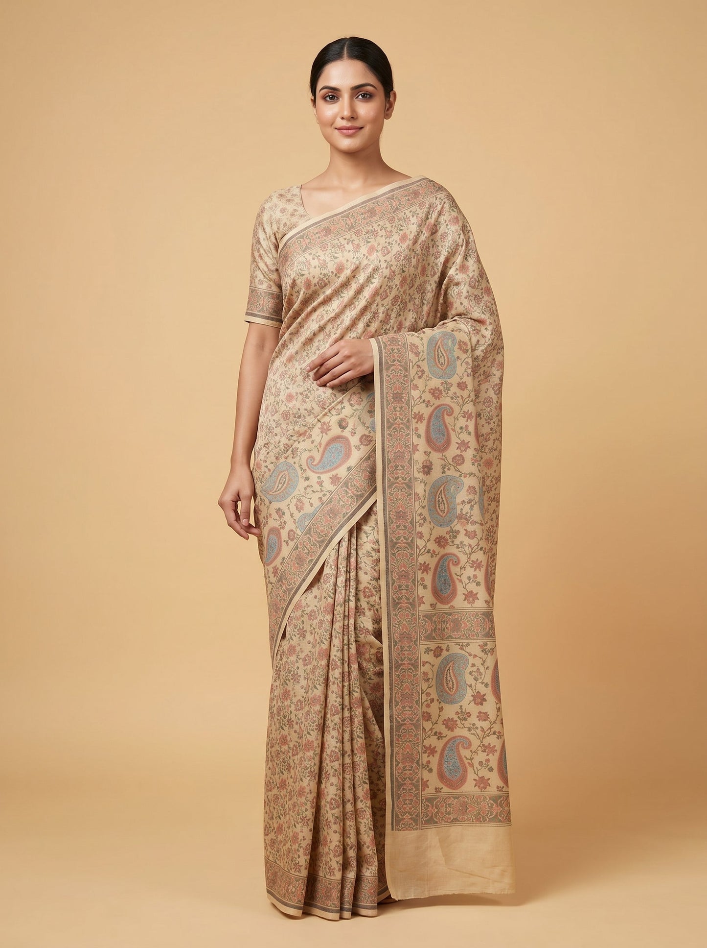 Wheat Beige Handloom Saree