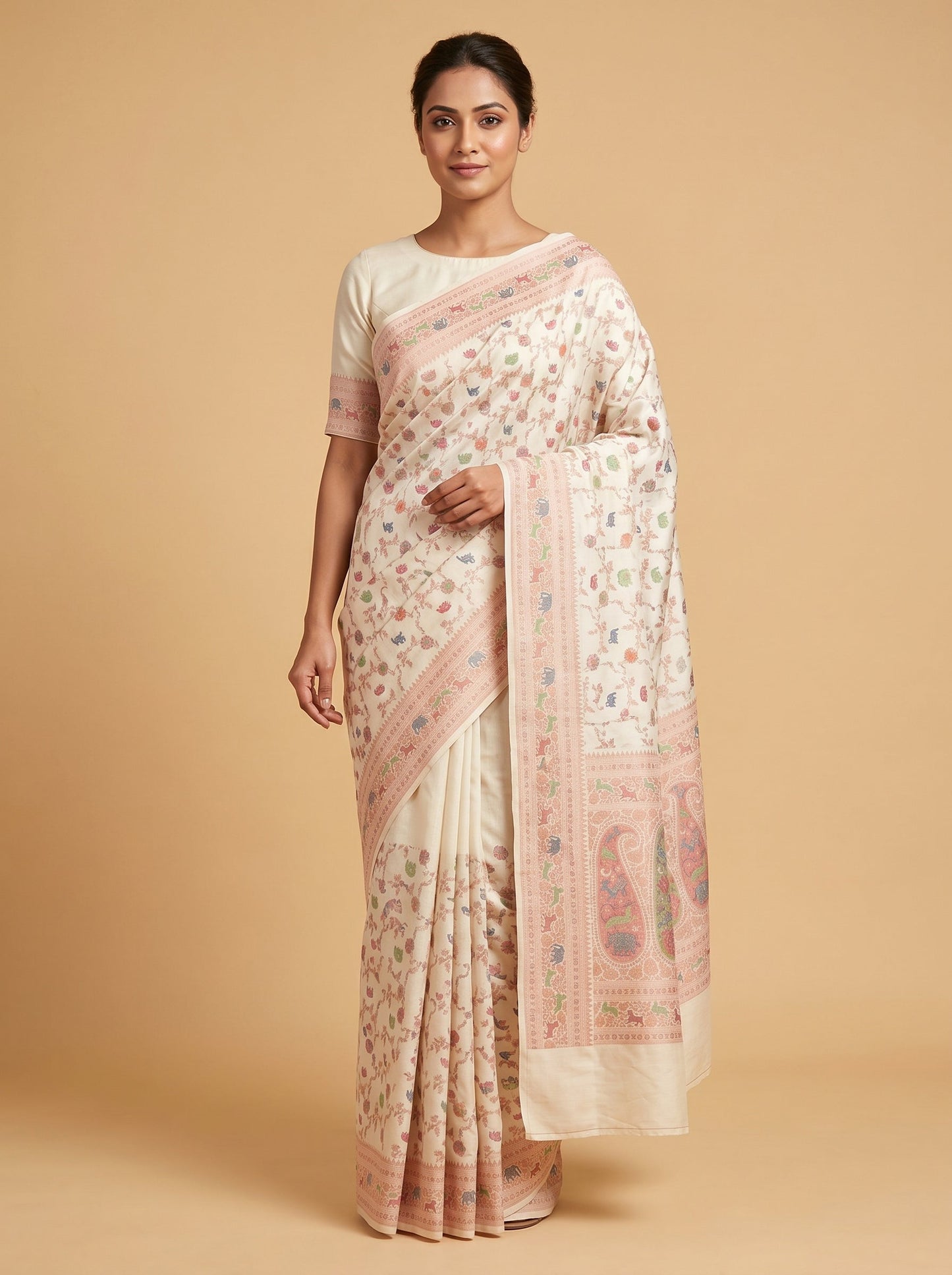 White Clean Finish Handloom Saree