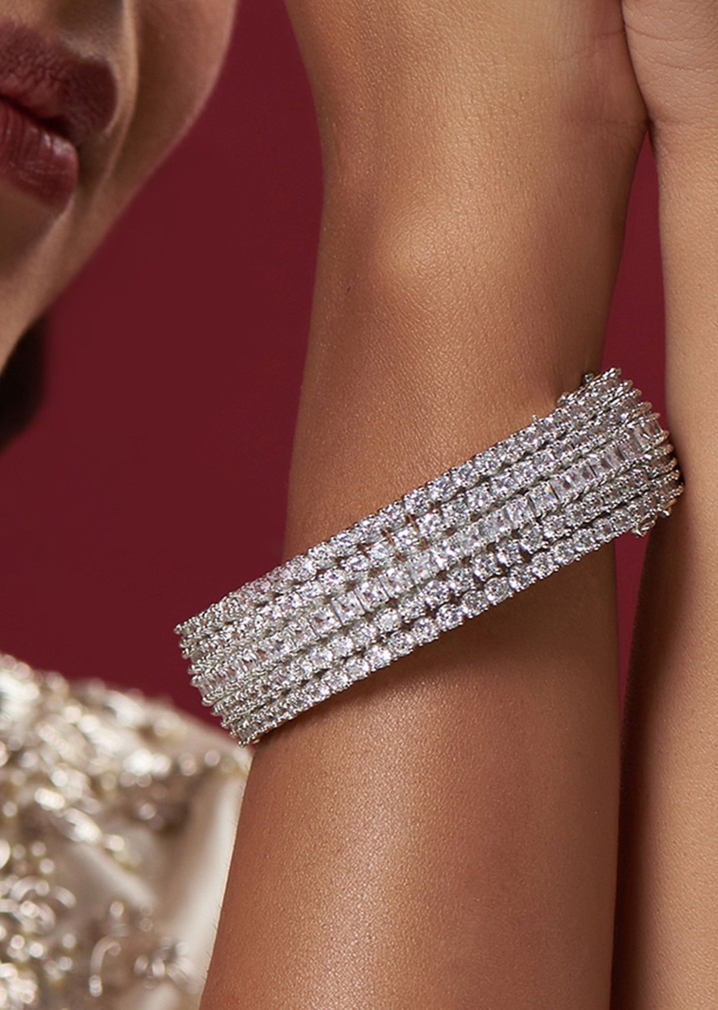 White Finish Designer Zircon Bangle