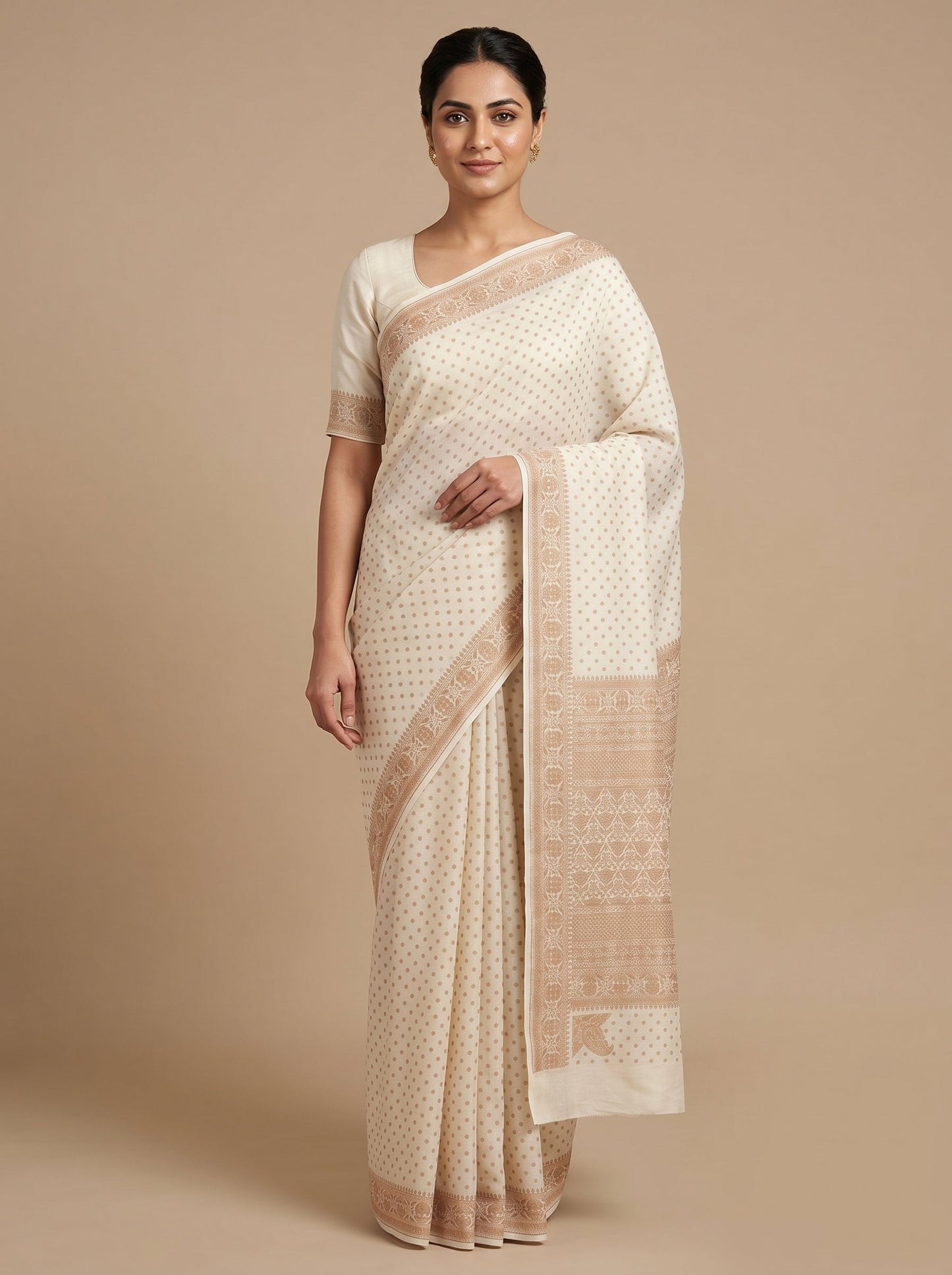 White Pure Tone Handloom Saree