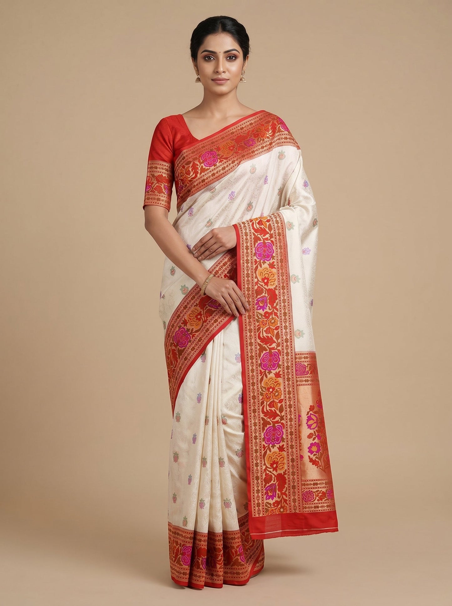 White Untouched Handloom Saree