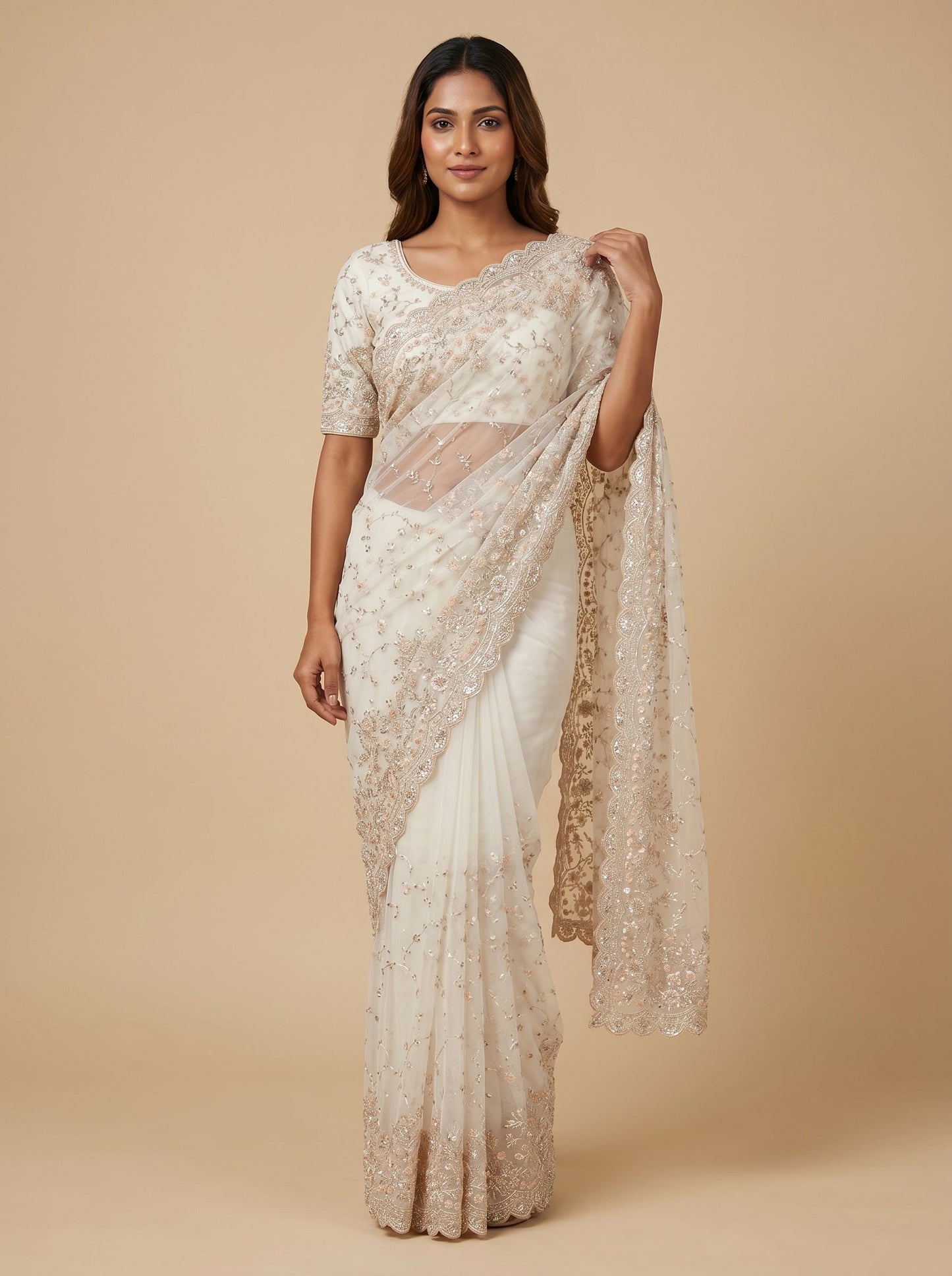 White Pure Finish Handloom Saree