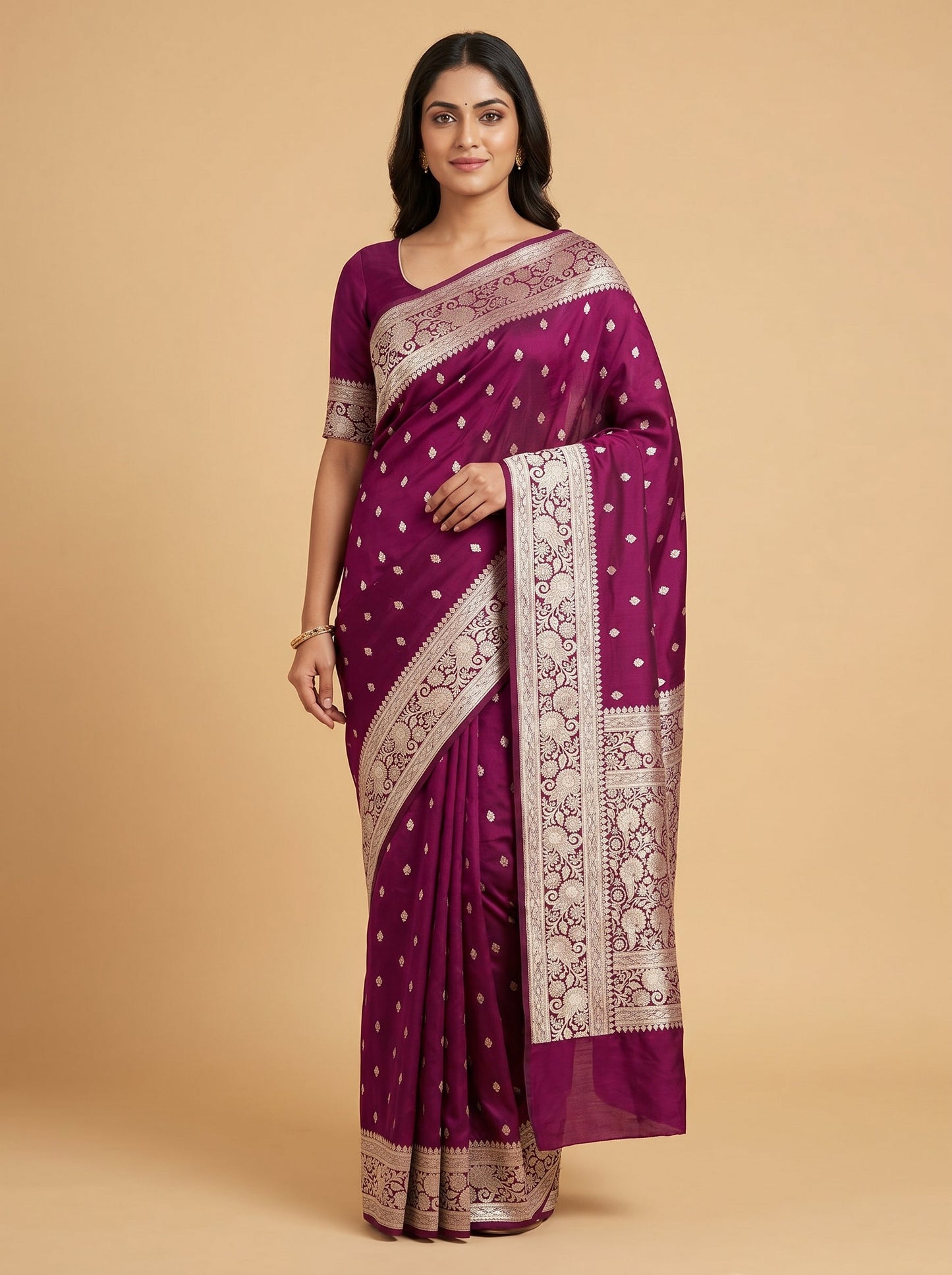 Wine Classic Depth Handloom Saree