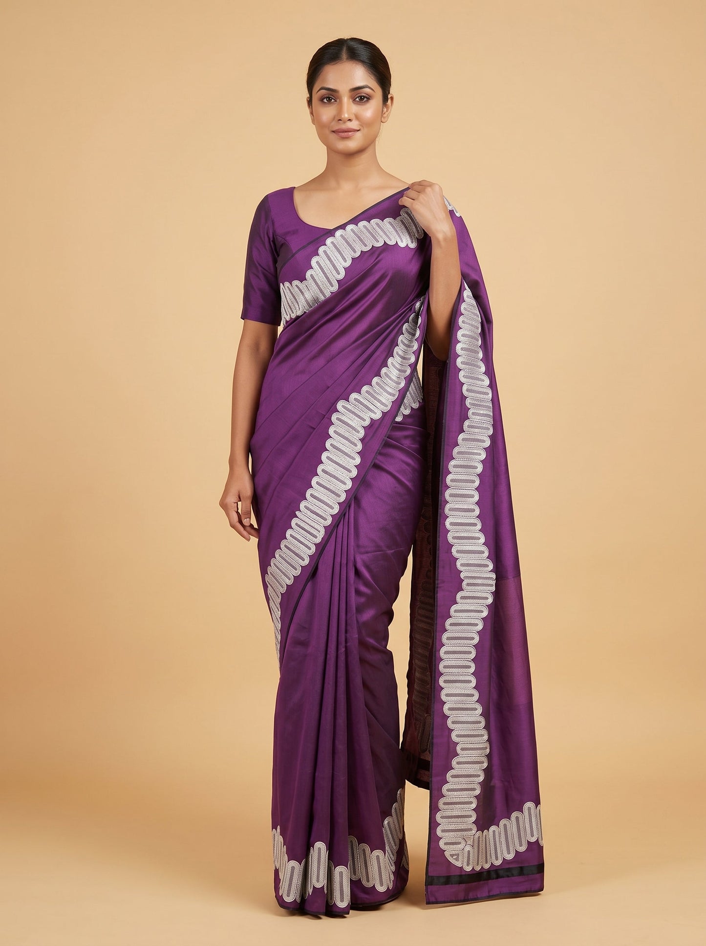 Pink Sharpened Embroidered Saree